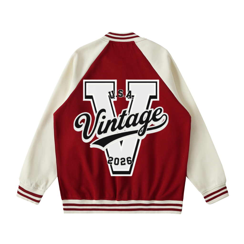 Two Tone Raglan Sleeve Varsity Jacket