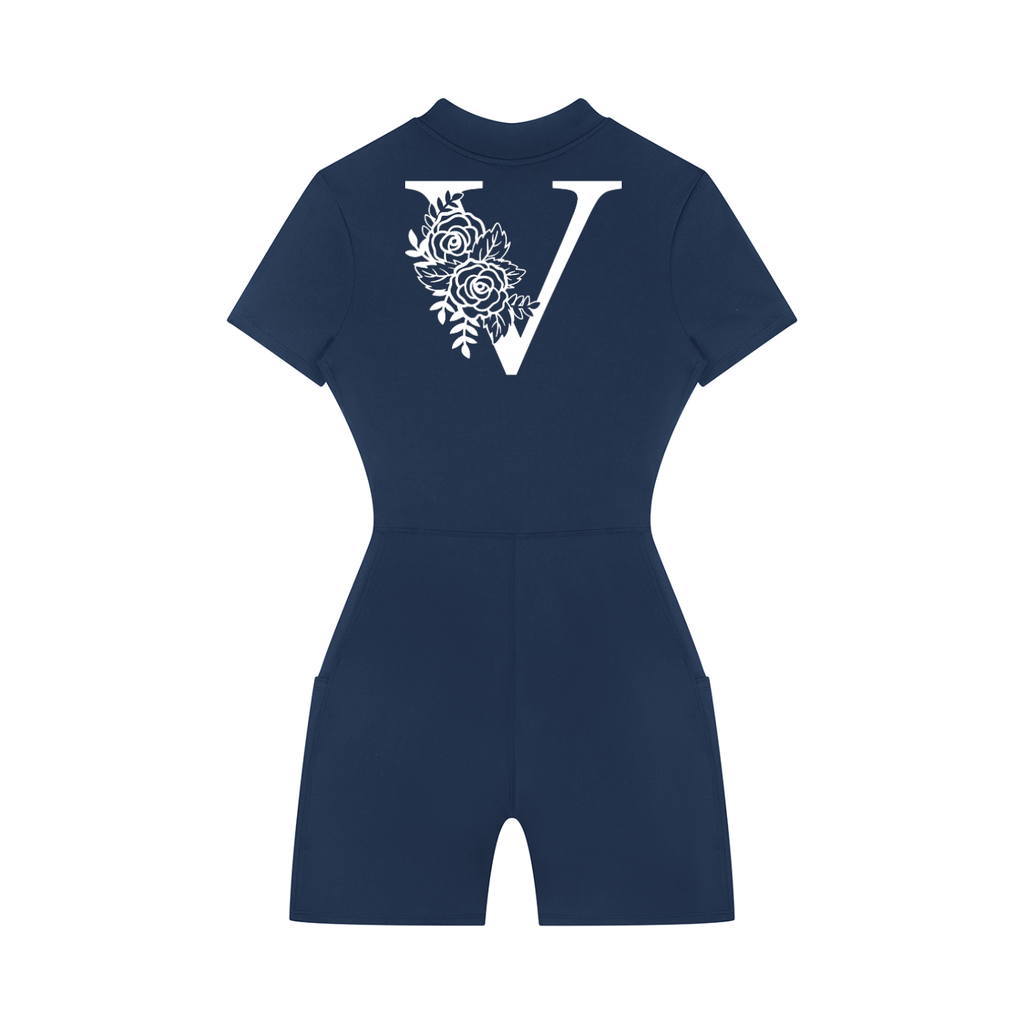 Women's Quarter-Zip Short Sleeve Romper