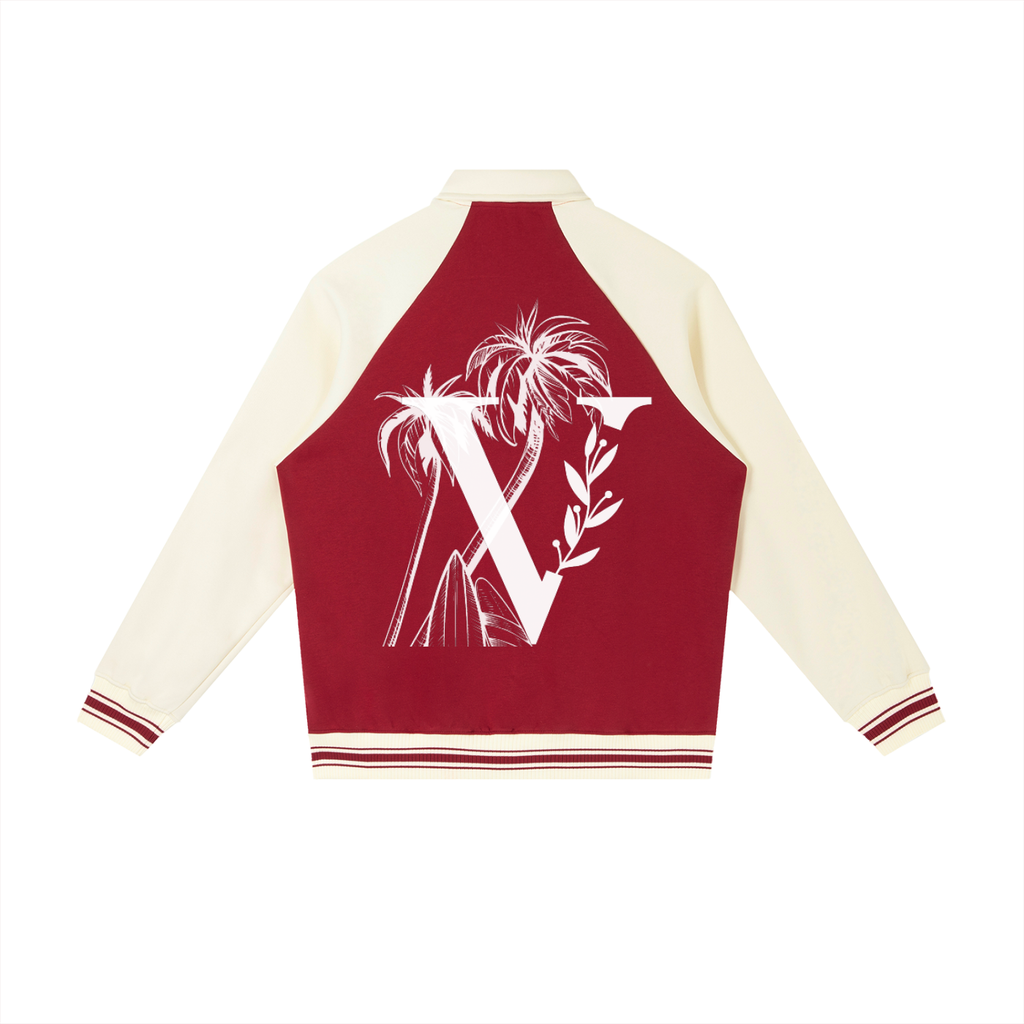 Contrast Raglan Sleeve Baseball Jacket