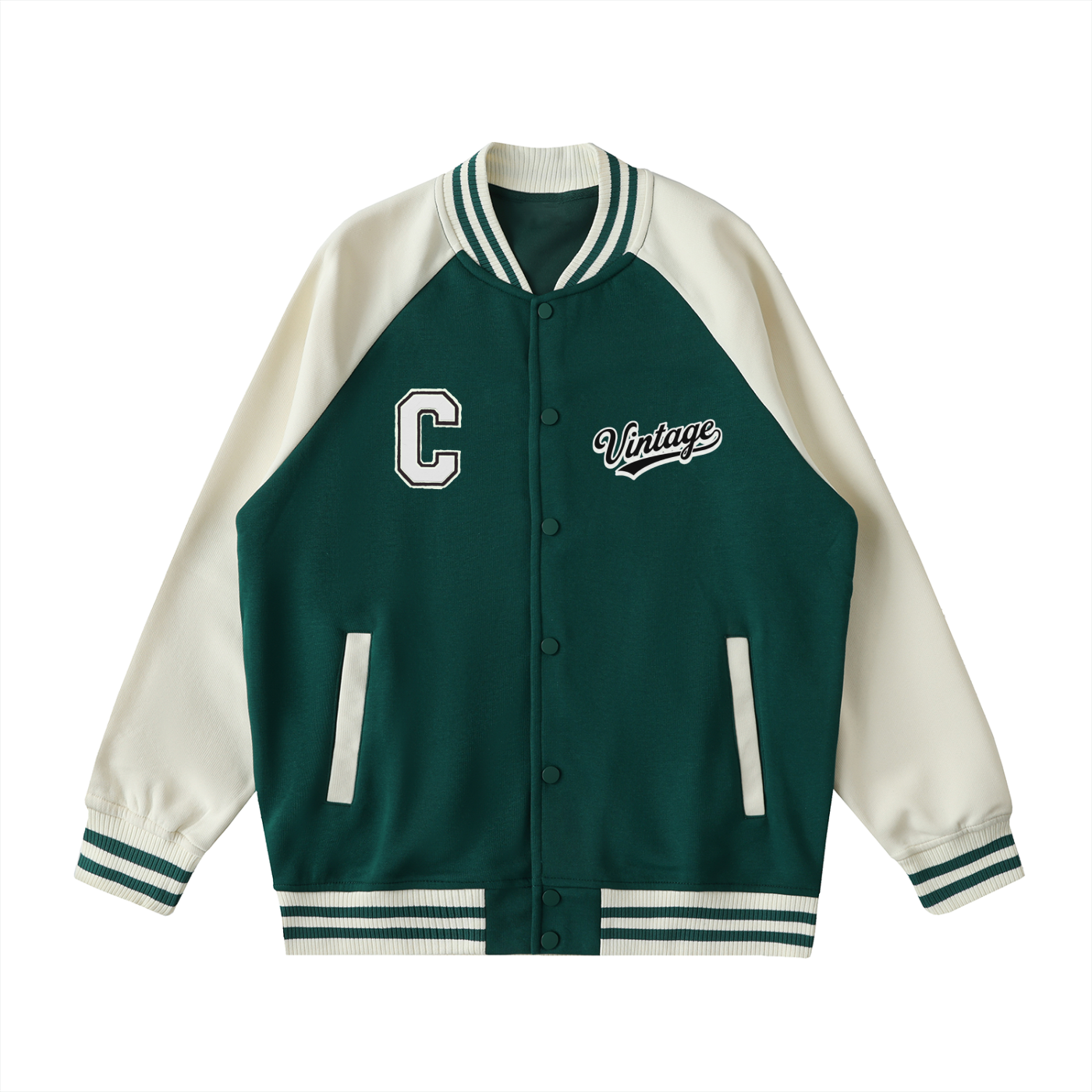 Two Tone Raglan Sleeve Varsity Jacket
