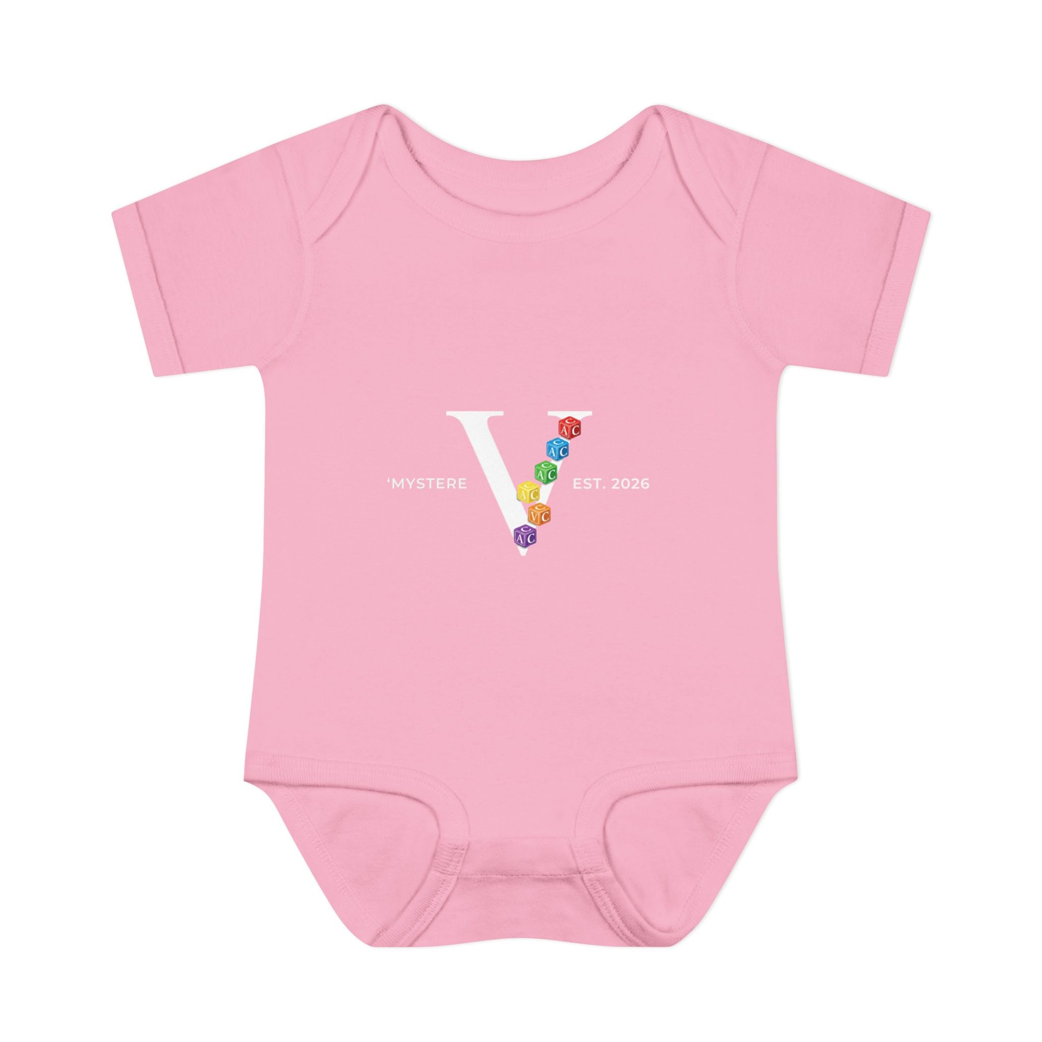 Infant Bodysuit — Colorful Floral 'V' Monogram (Mystere Est. 2026)