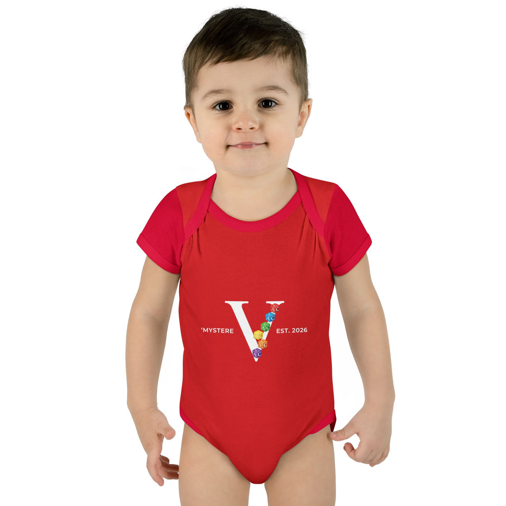 Infant Bodysuit — Colorful Floral 'V' Monogram (Mystere Est. 2026)