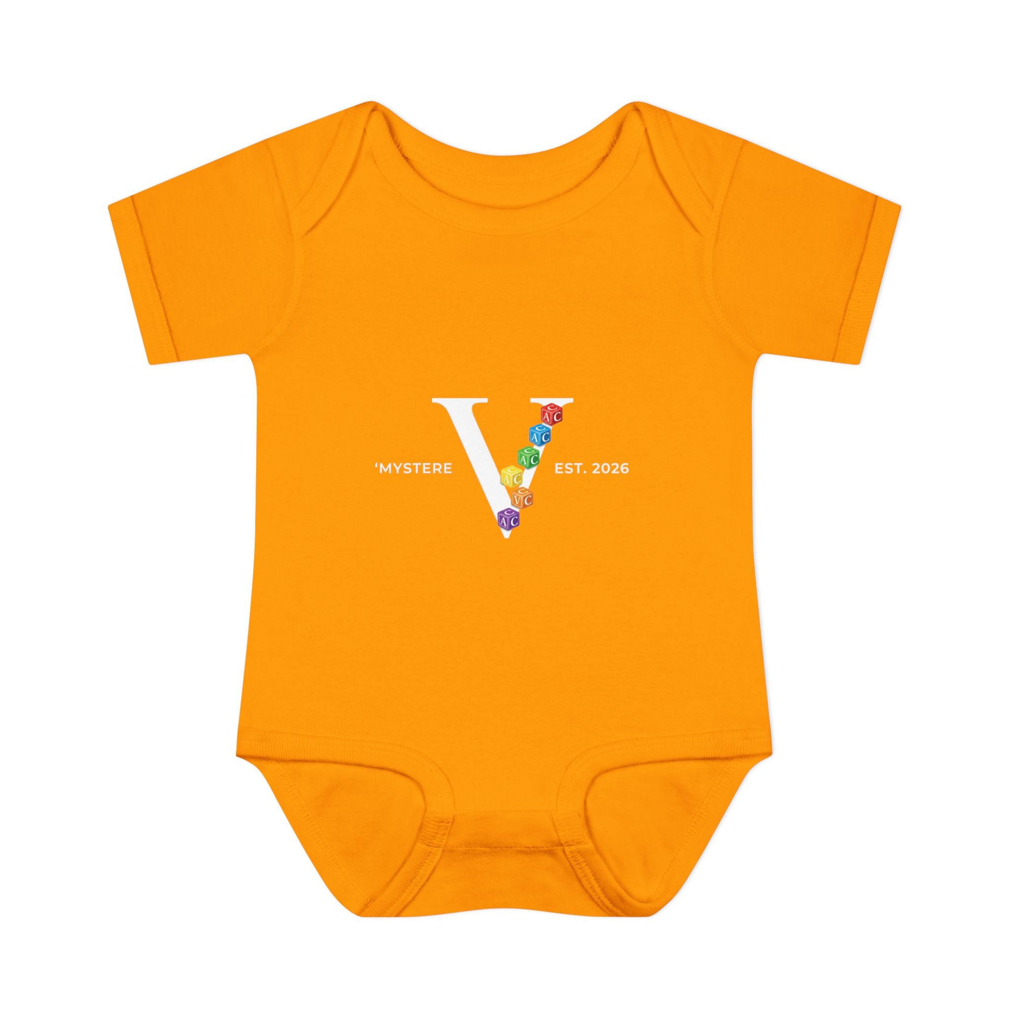 Infant Bodysuit — Colorful Floral 'V' Monogram (Mystere Est. 2026)
