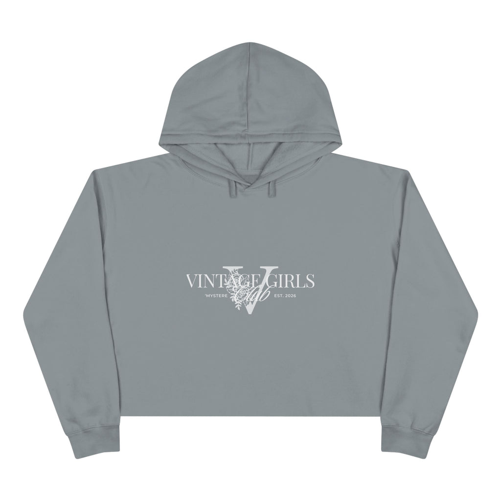 Vintage Girls V Logo Crop Top Hoodie — Retro Feminine Streetwear