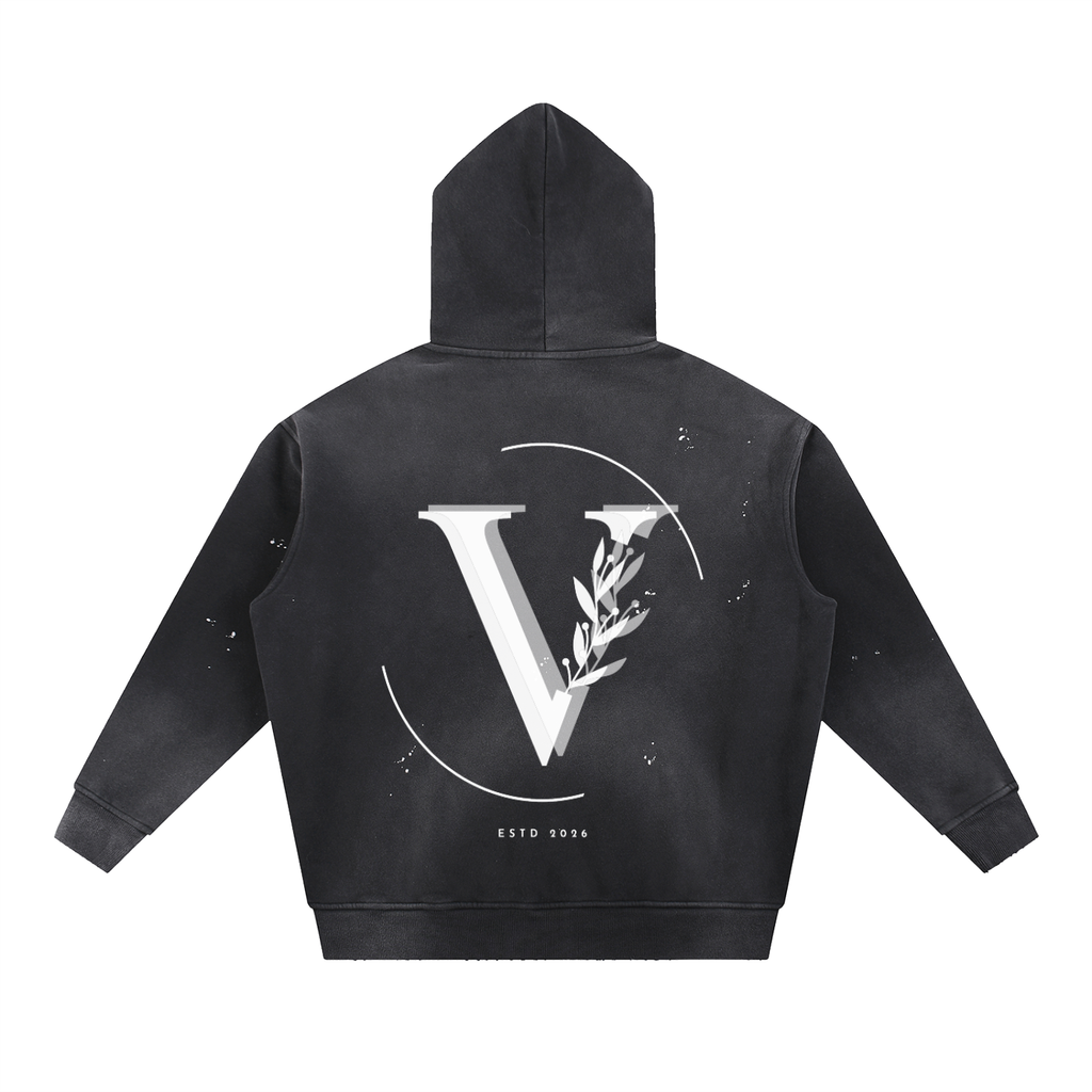 Vintage Washed Frayed Fleece Hoodie