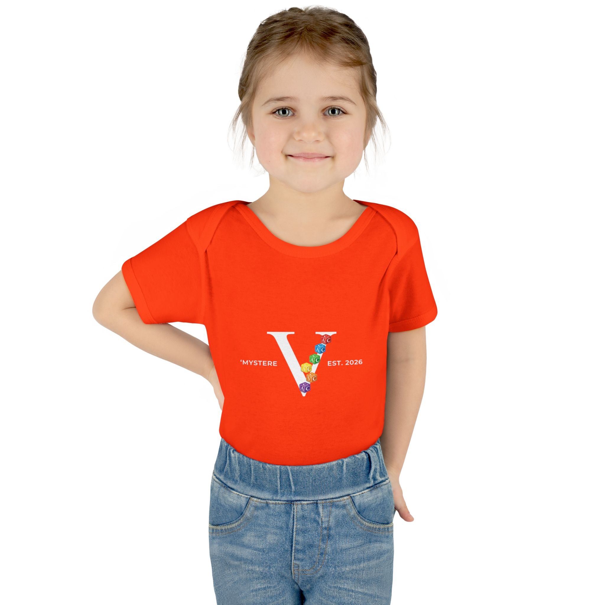 Infant Bodysuit — Colorful Floral 'V' Monogram (Mystere Est. 2026)