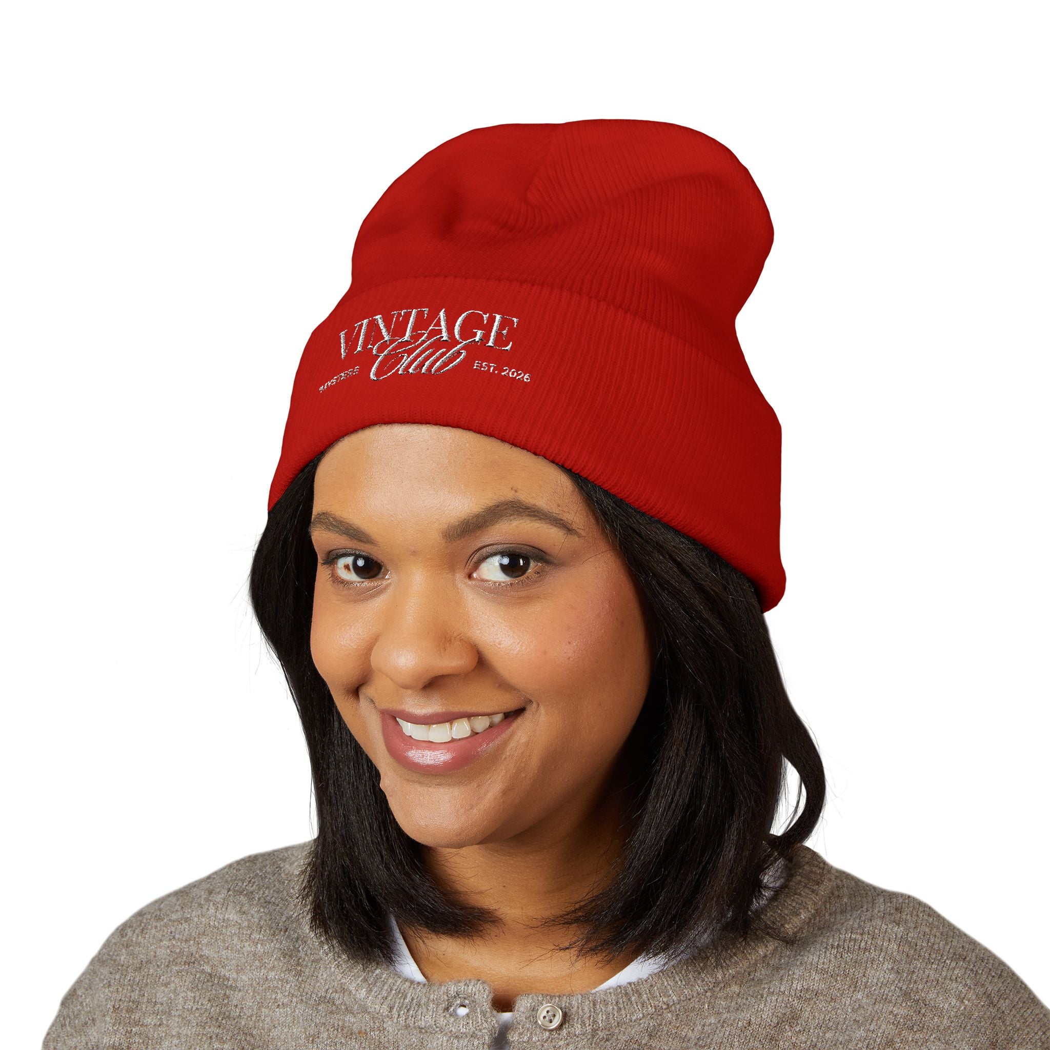Vintage Club Embroidered Cuffed Beanie