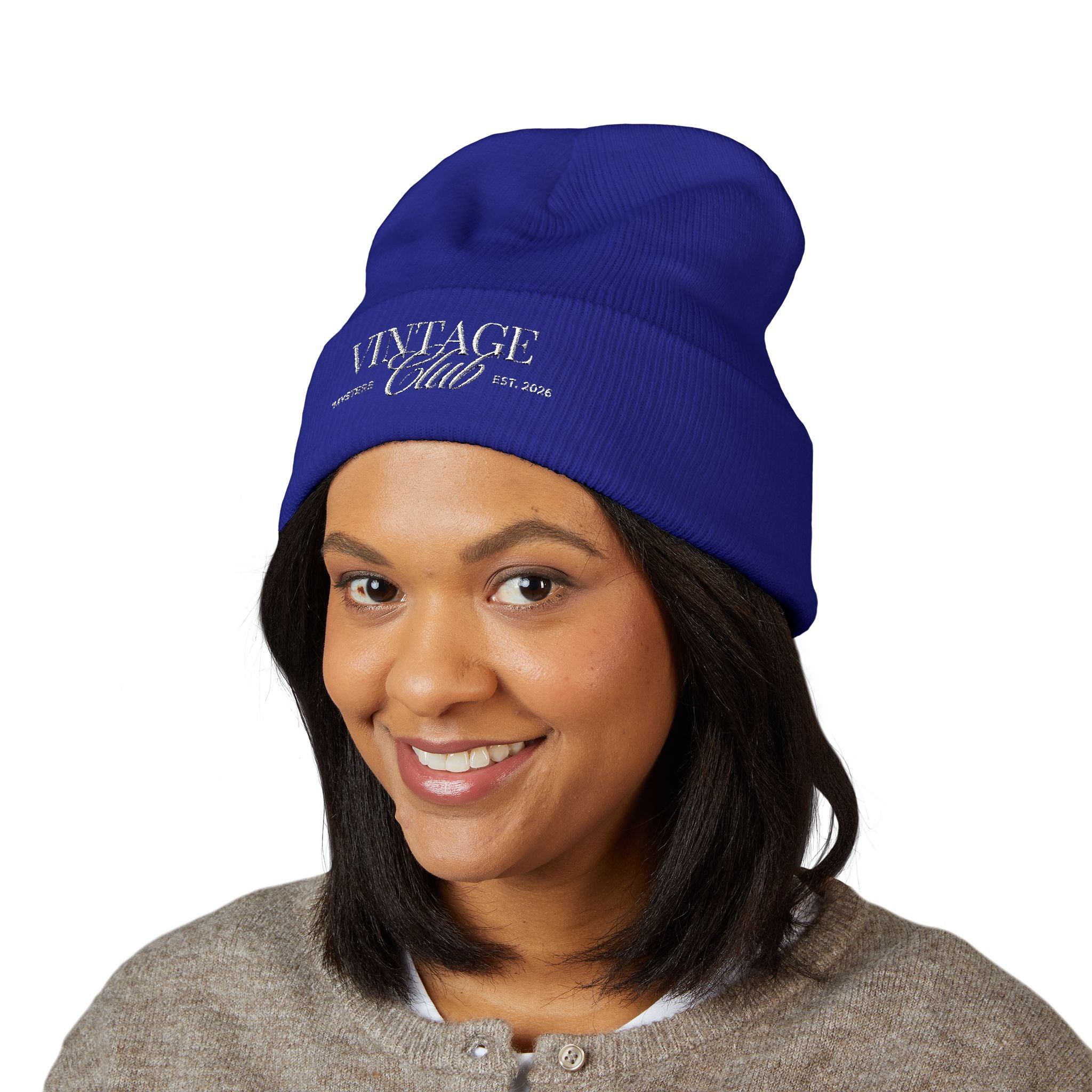 Vintage Club Embroidered Cuffed Beanie