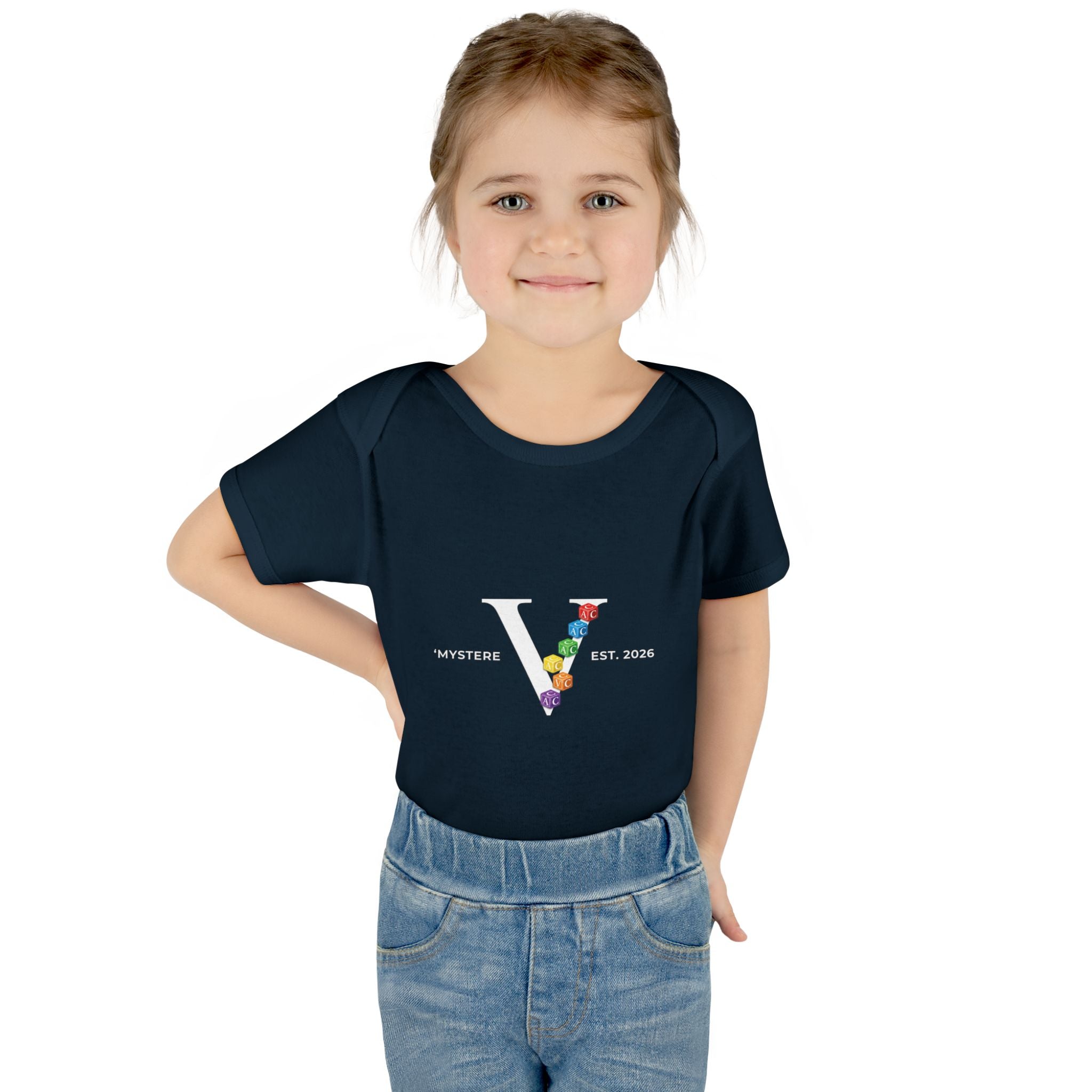 Infant Bodysuit — Colorful Floral 'V' Monogram (Mystere Est. 2026)