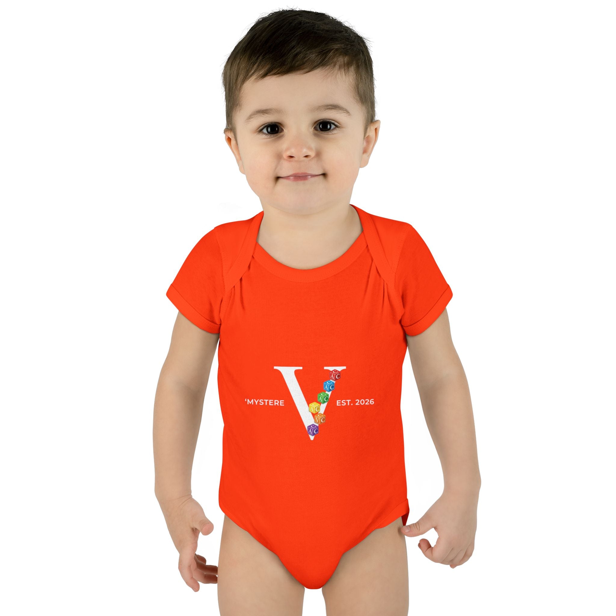 Infant Bodysuit — Colorful Floral 'V' Monogram (Mystere Est. 2026)