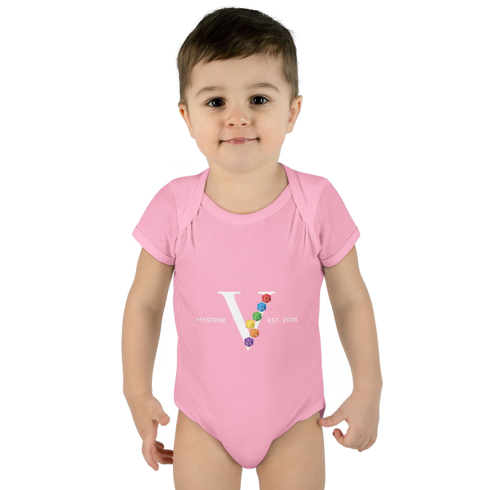Infant Bodysuit — Colorful Floral 'V' Monogram (Mystere Est. 2026)