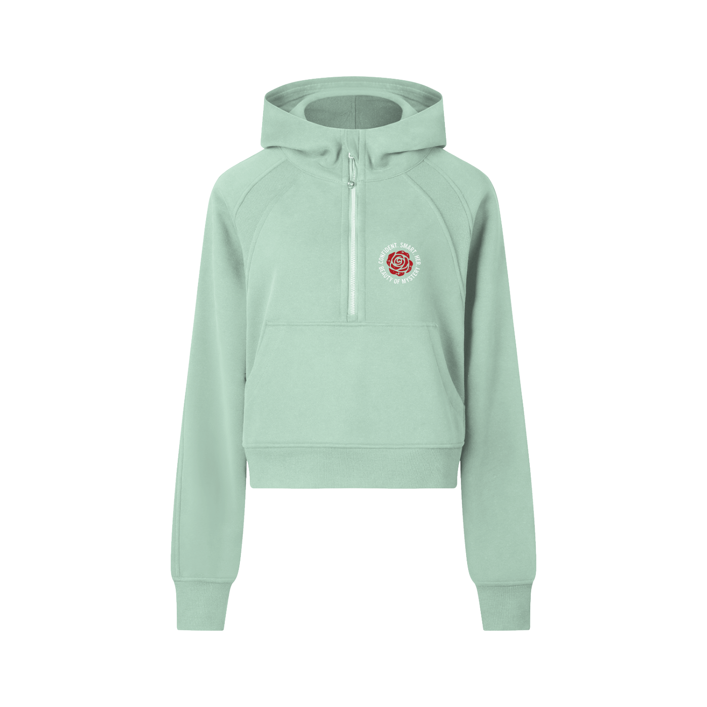 "HER" Vintage Cropped Half-Zip Hoodie