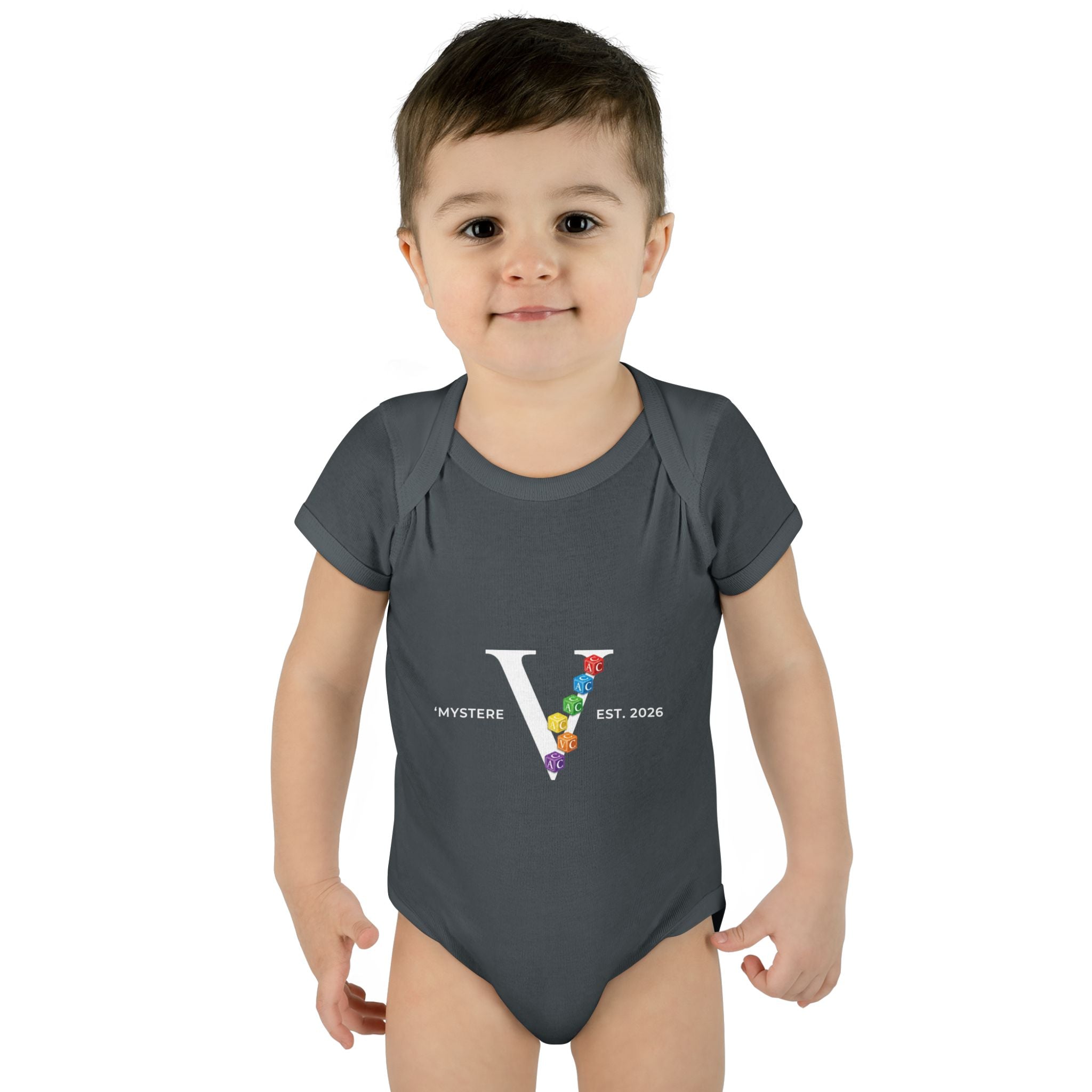 Infant Bodysuit — Colorful Floral 'V' Monogram (Mystere Est. 2026)