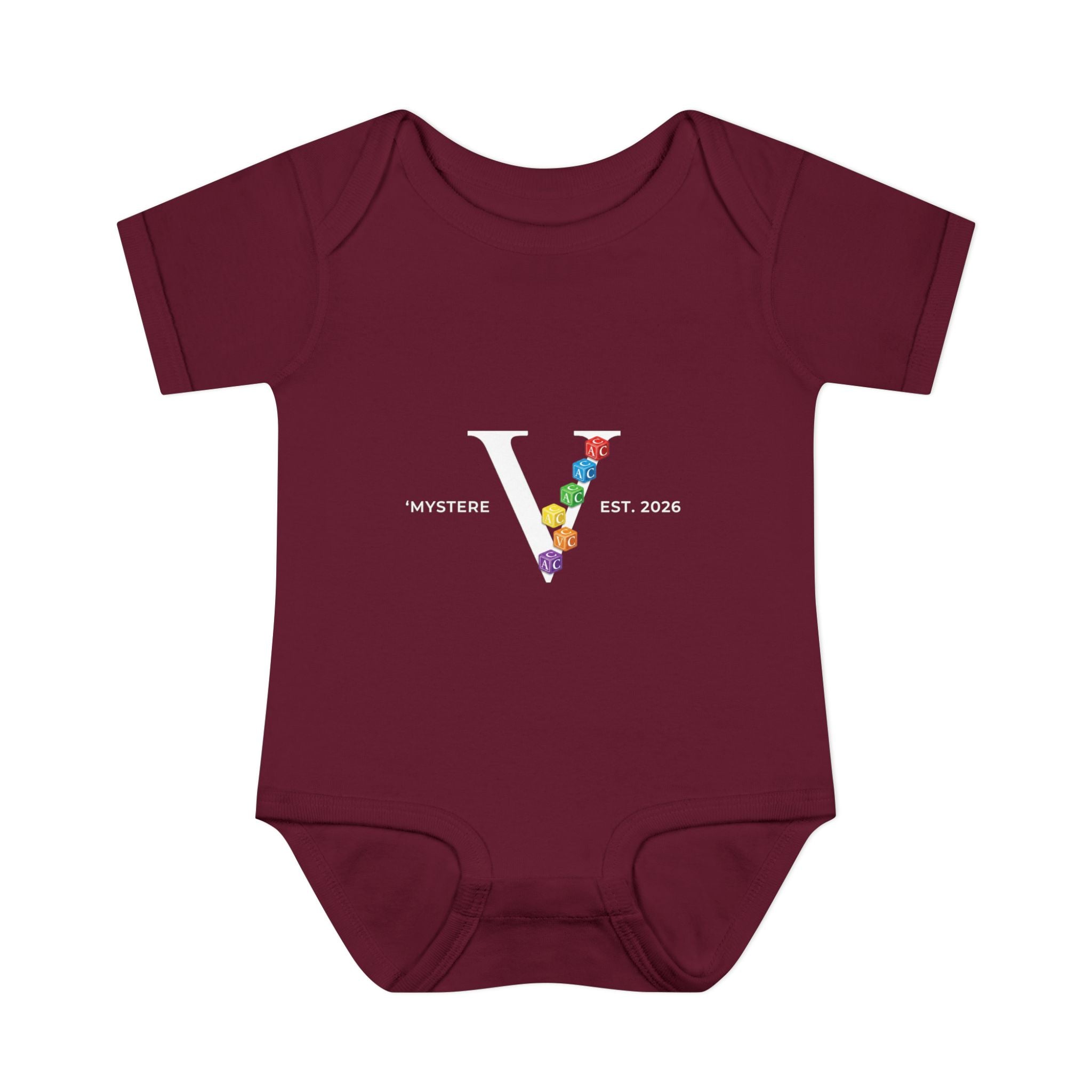 Infant Bodysuit — Colorful Floral 'V' Monogram (Mystere Est. 2026)