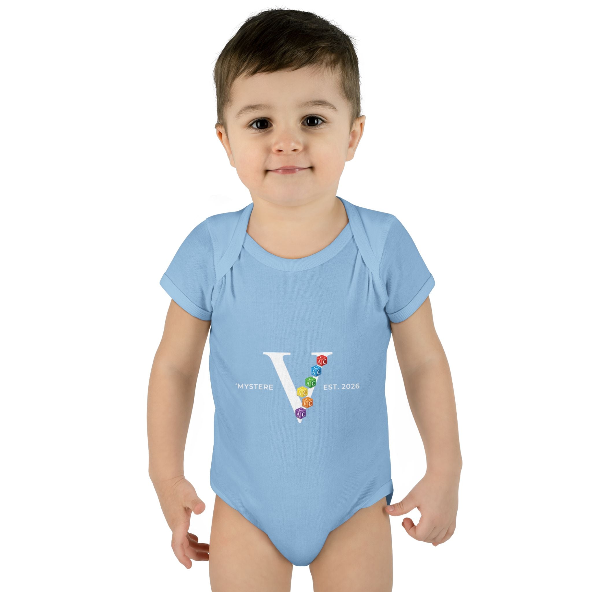 Infant Bodysuit — Colorful Floral 'V' Monogram (Mystere Est. 2026)