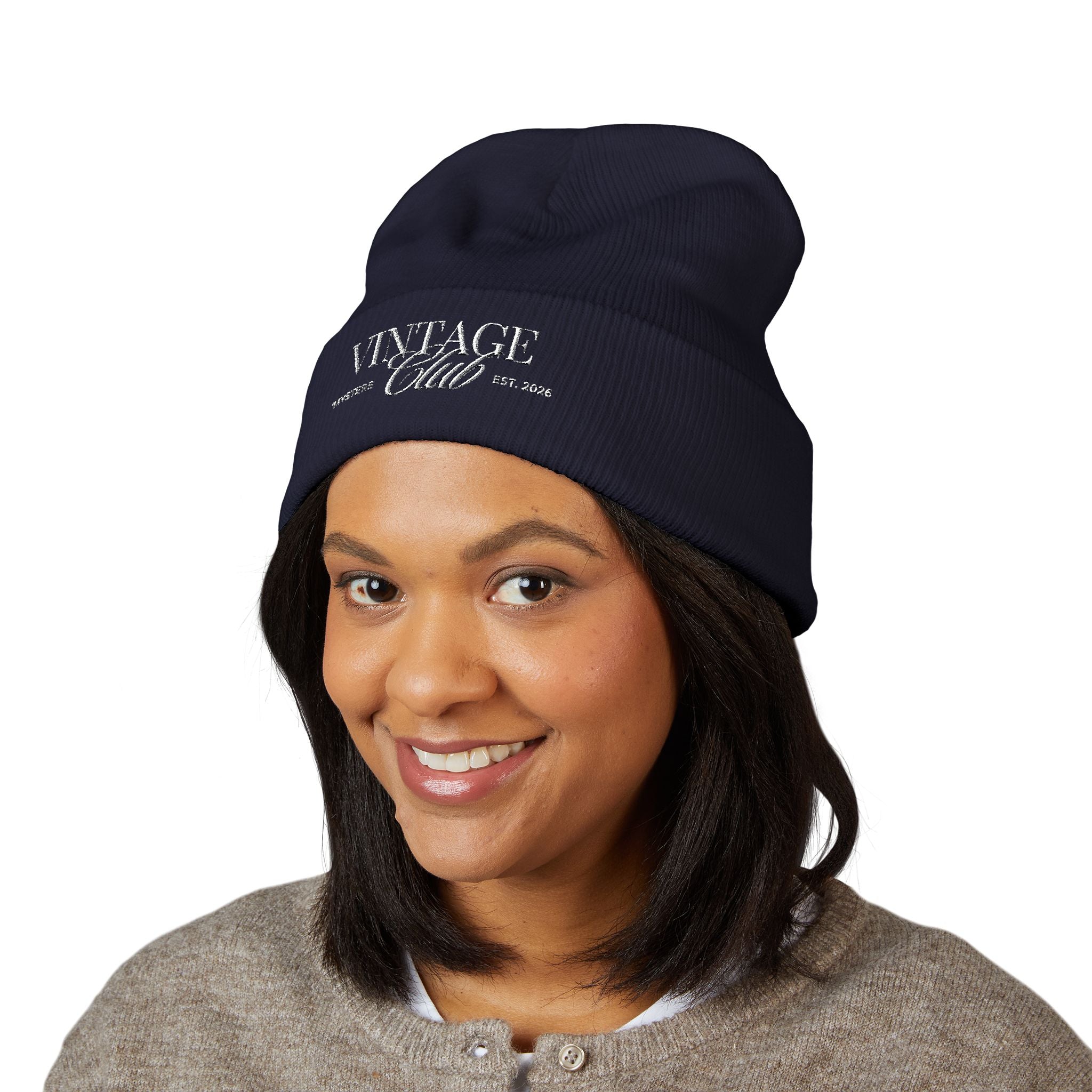 Vintage Club Embroidered Cuffed Beanie