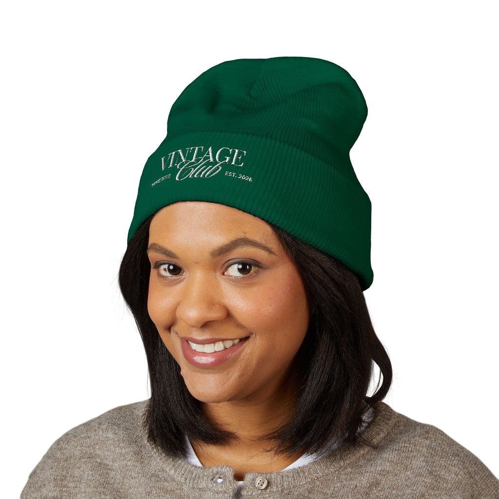 Vintage Club Embroidered Cuffed Beanie