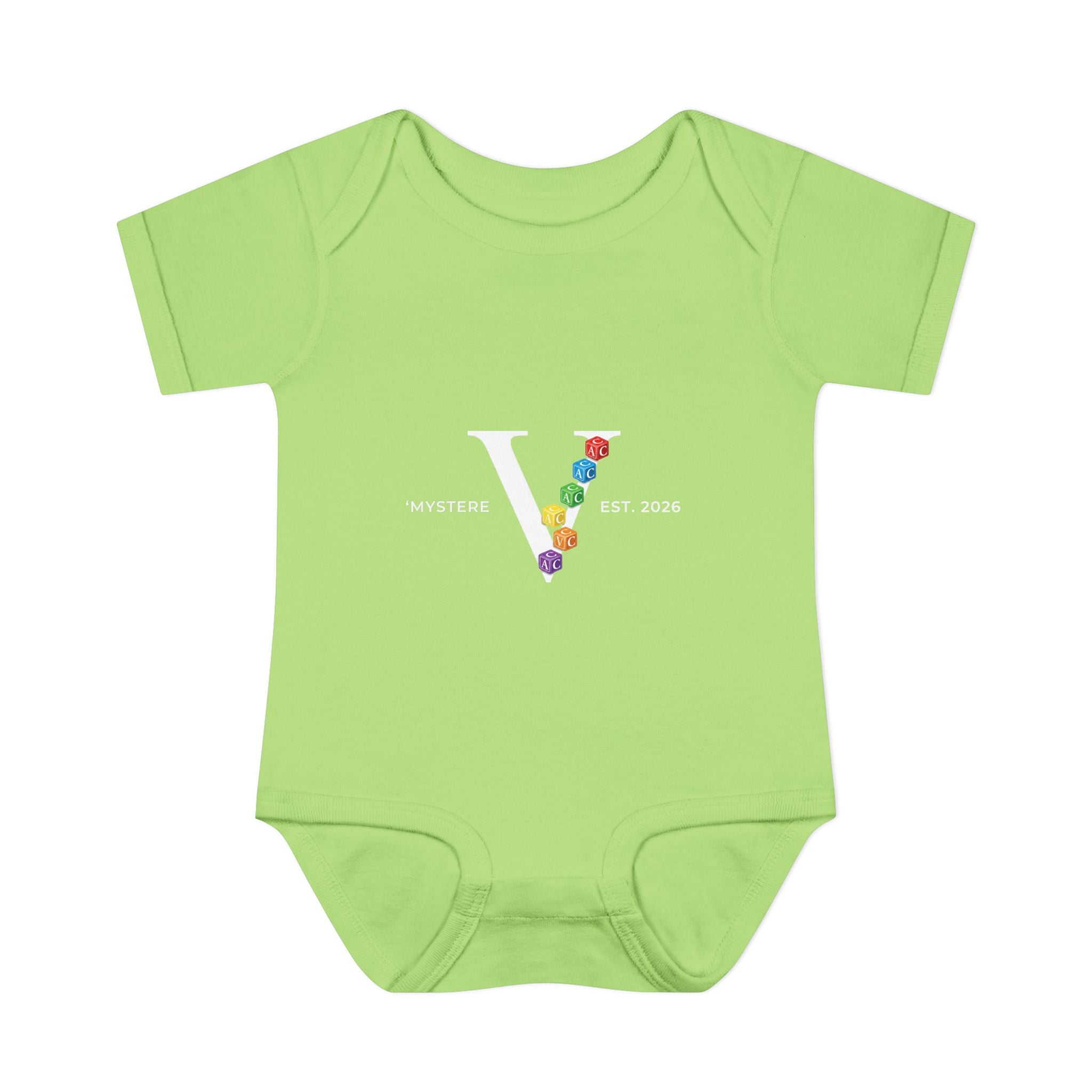 Infant Bodysuit — Colorful Floral 'V' Monogram (Mystere Est. 2026)