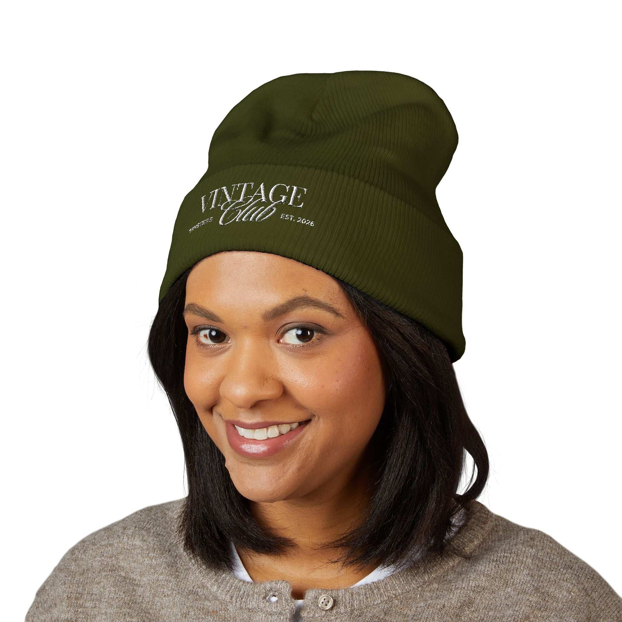 Vintage Club Embroidered Cuffed Beanie