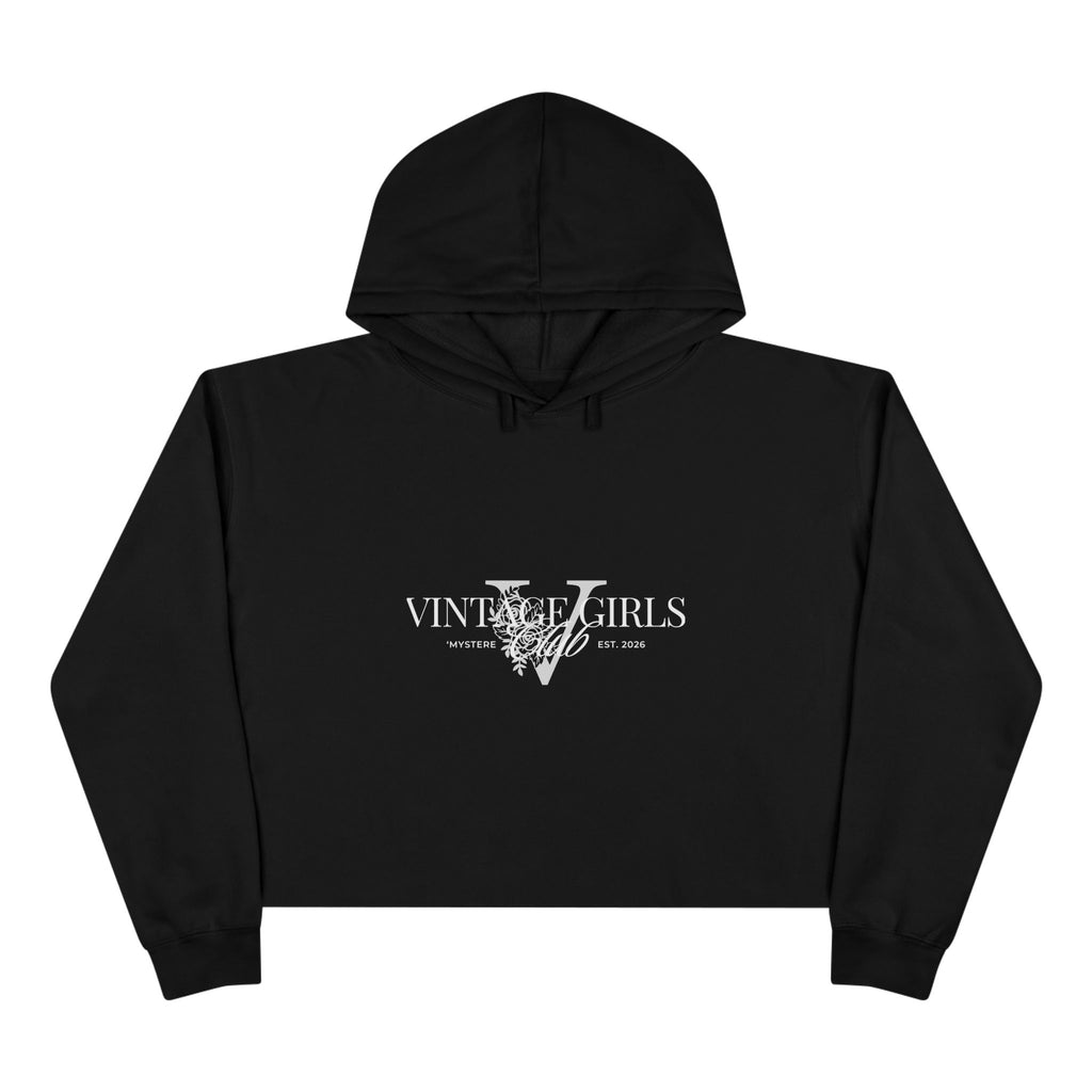Vintage Girls V Logo Crop Top Hoodie — Retro Feminine Streetwear