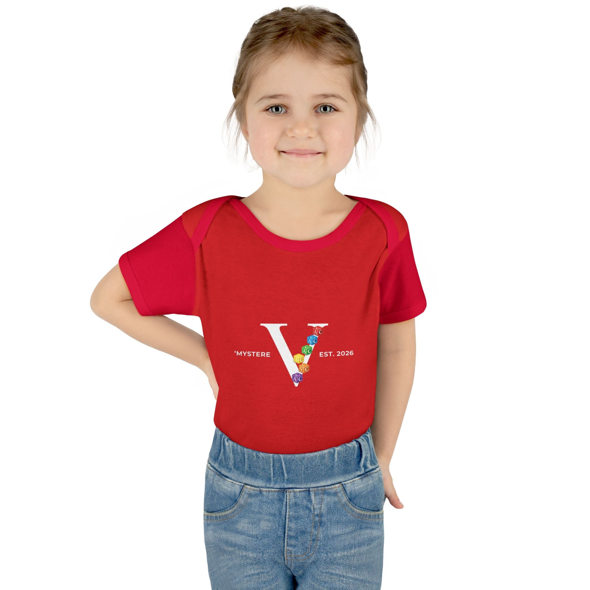 Infant Bodysuit — Colorful Floral 'V' Monogram (Mystere Est. 2026)