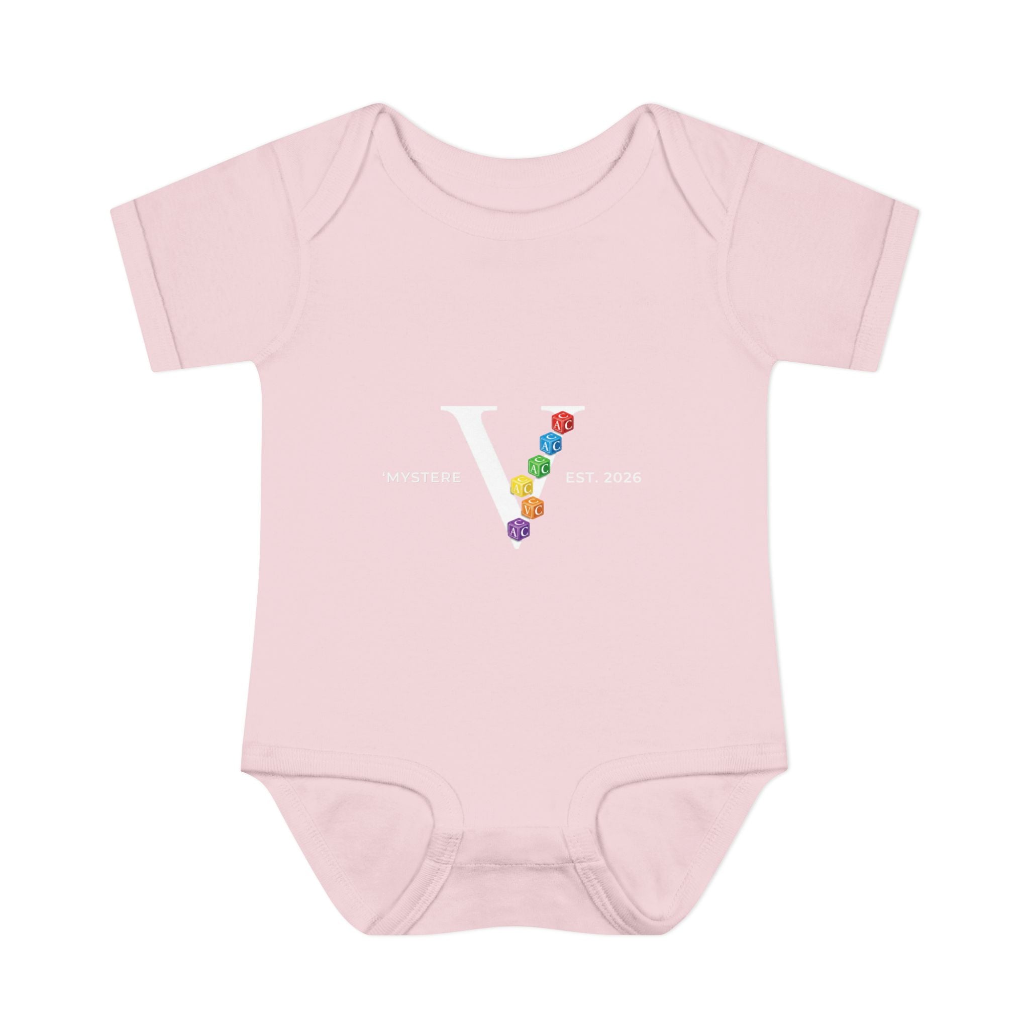 Infant Bodysuit — Colorful Floral 'V' Monogram (Mystere Est. 2026)