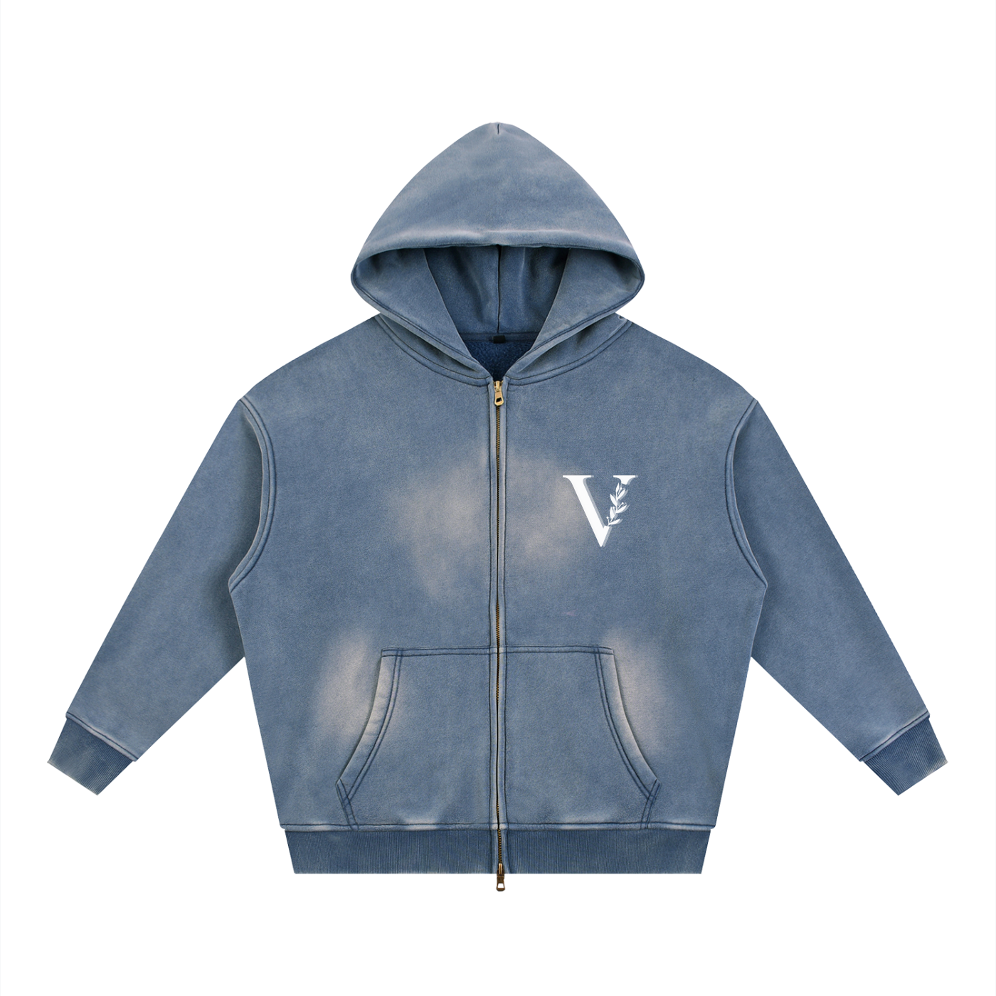 Sunfade Two-way Zipper Boxy Fleece Hoodie