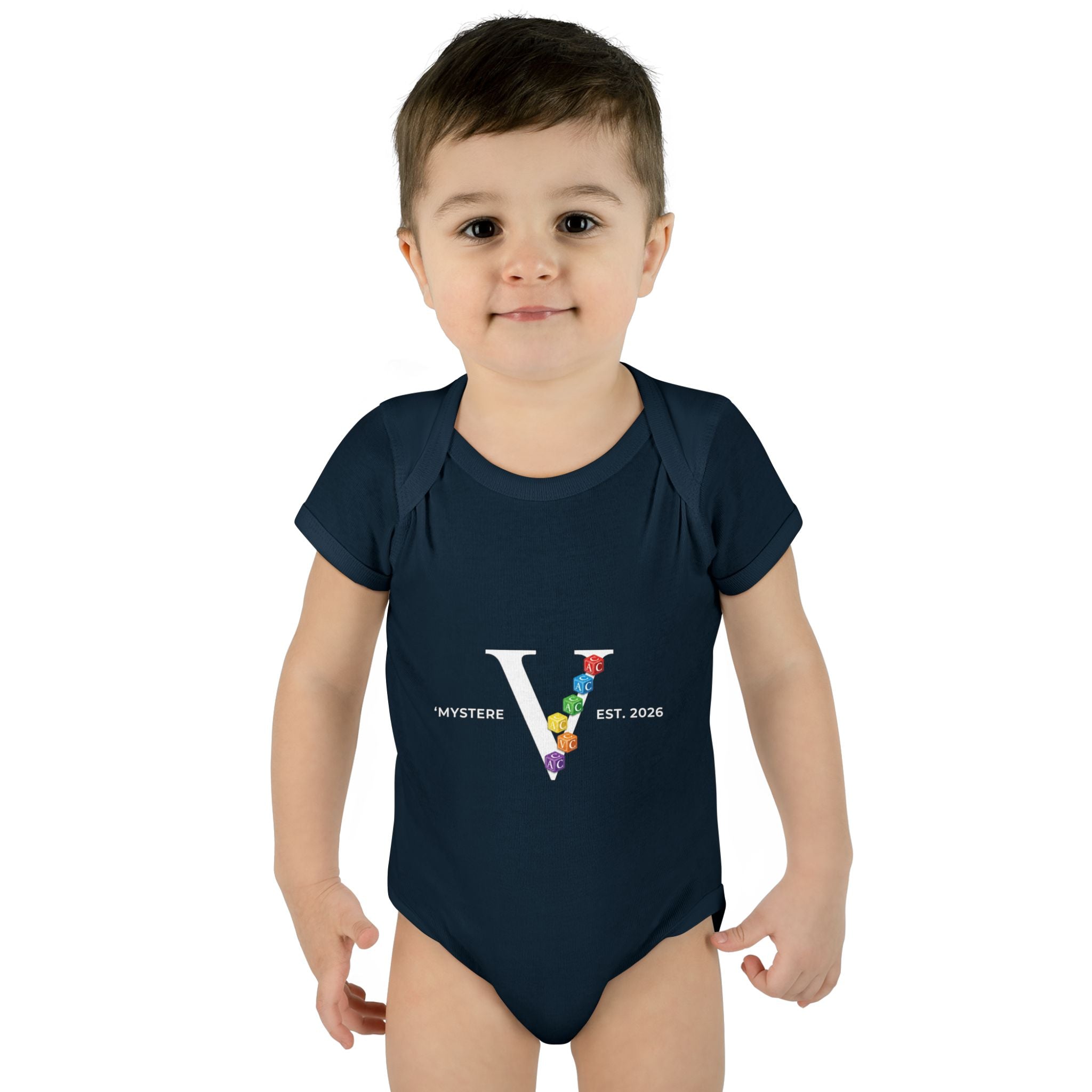 Infant Bodysuit — Colorful Floral 'V' Monogram (Mystere Est. 2026)