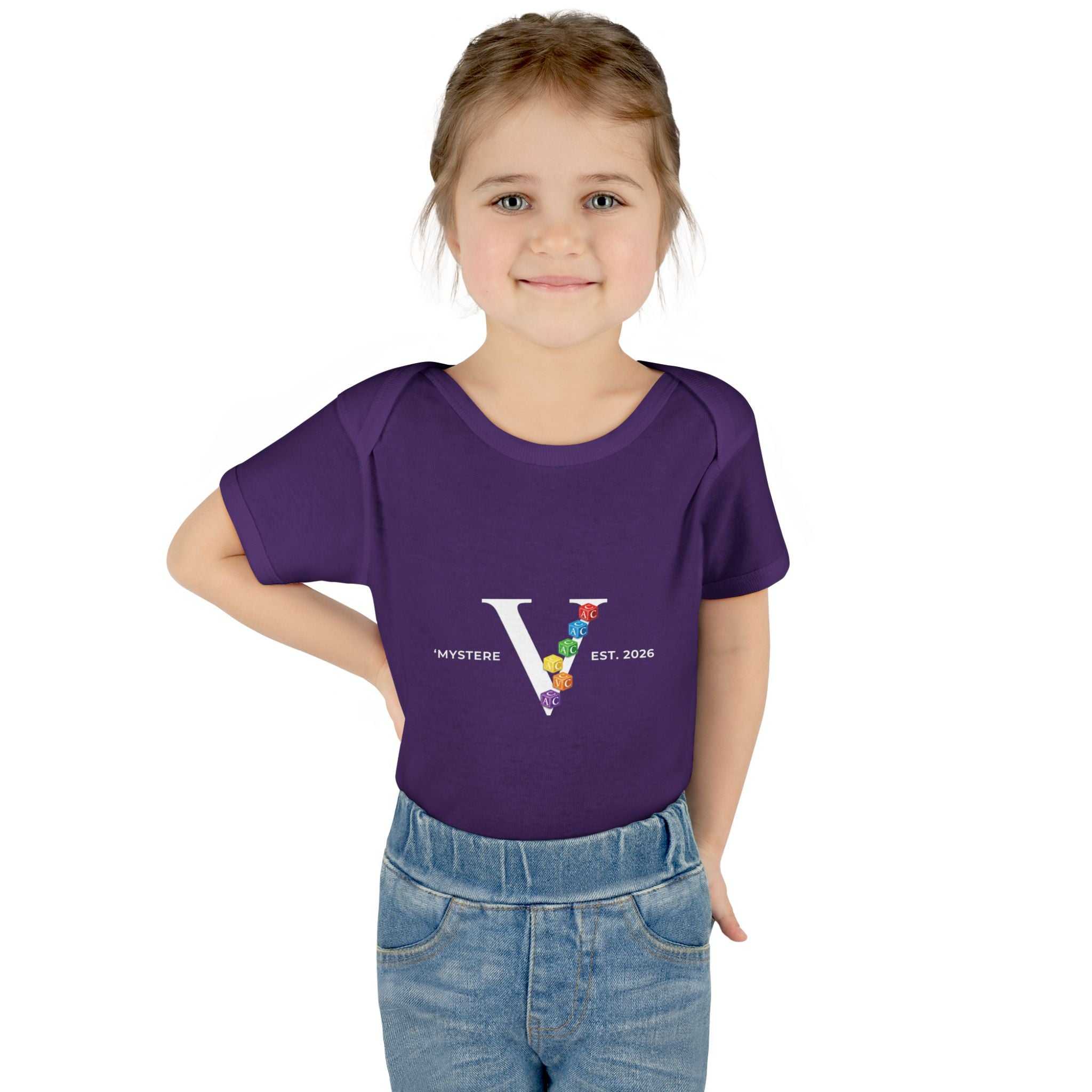 Infant Bodysuit — Colorful Floral 'V' Monogram (Mystere Est. 2026)