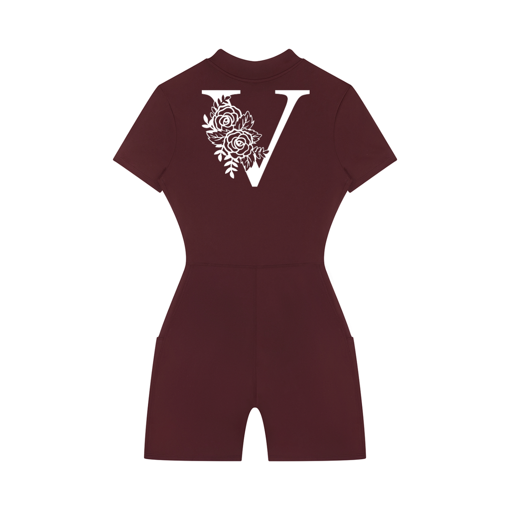 Women's Quarter-Zip Short Sleeve Romper