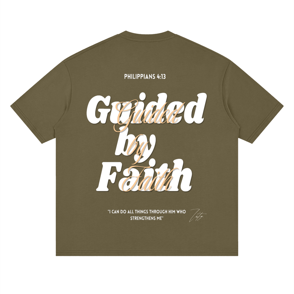 Philippians 4:13, Streetwear Loose Drop Shoulder T-Shirt "Guided by Faith Edition"