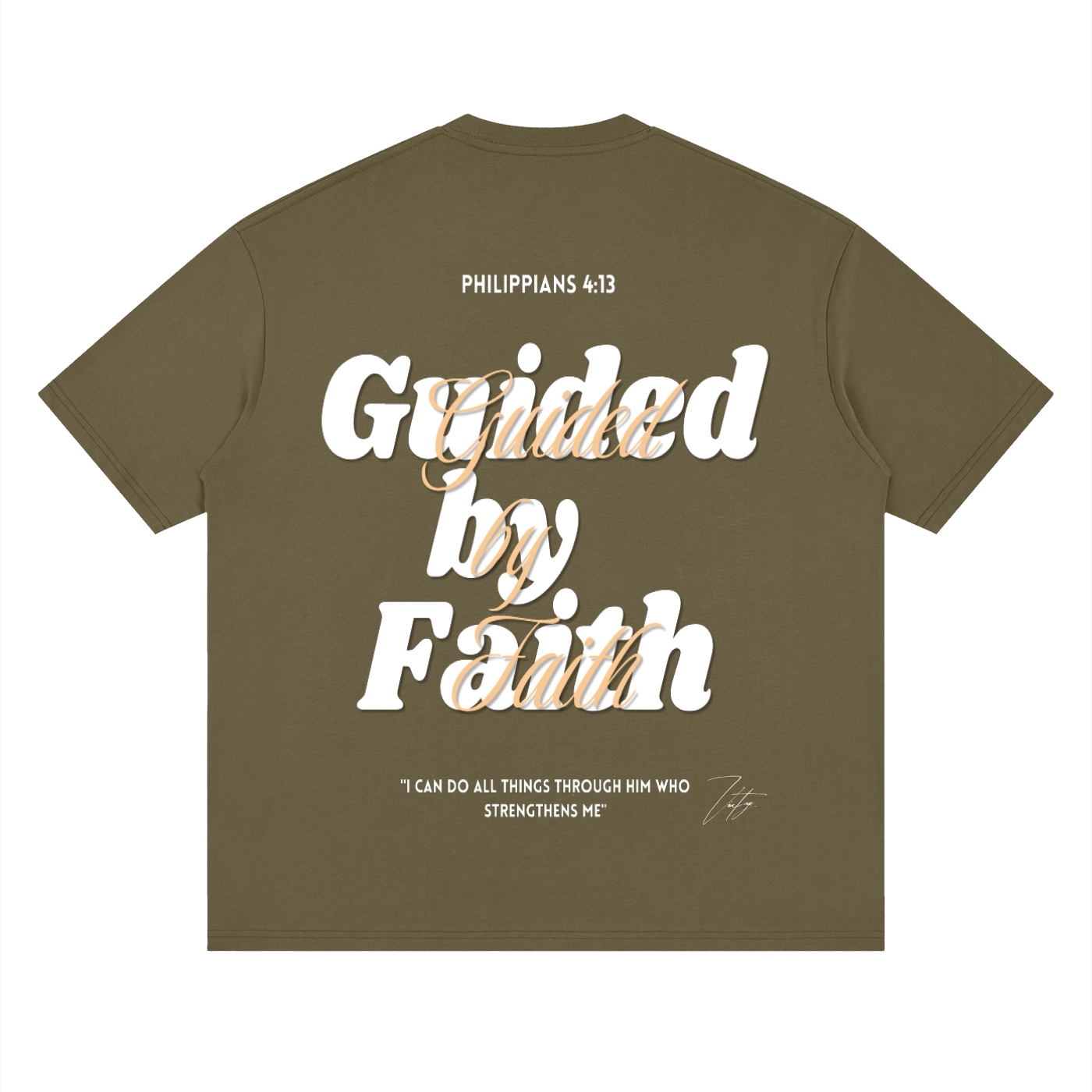 Philippians 4:13, Streetwear Loose Drop Shoulder T-Shirt "Guided by Faith Edition"