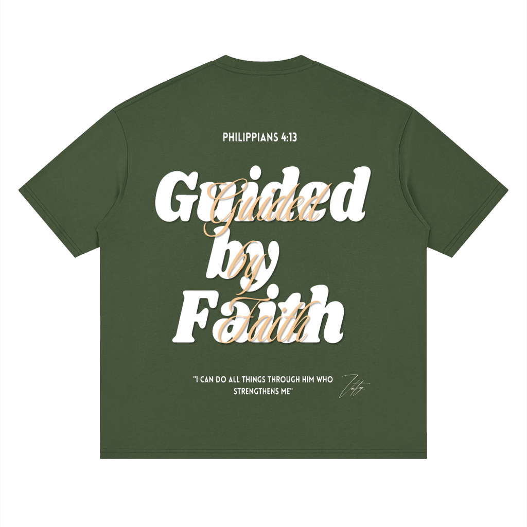 Philippians 4:13, Streetwear Loose Drop Shoulder T-Shirt "Guided by Faith Edition"