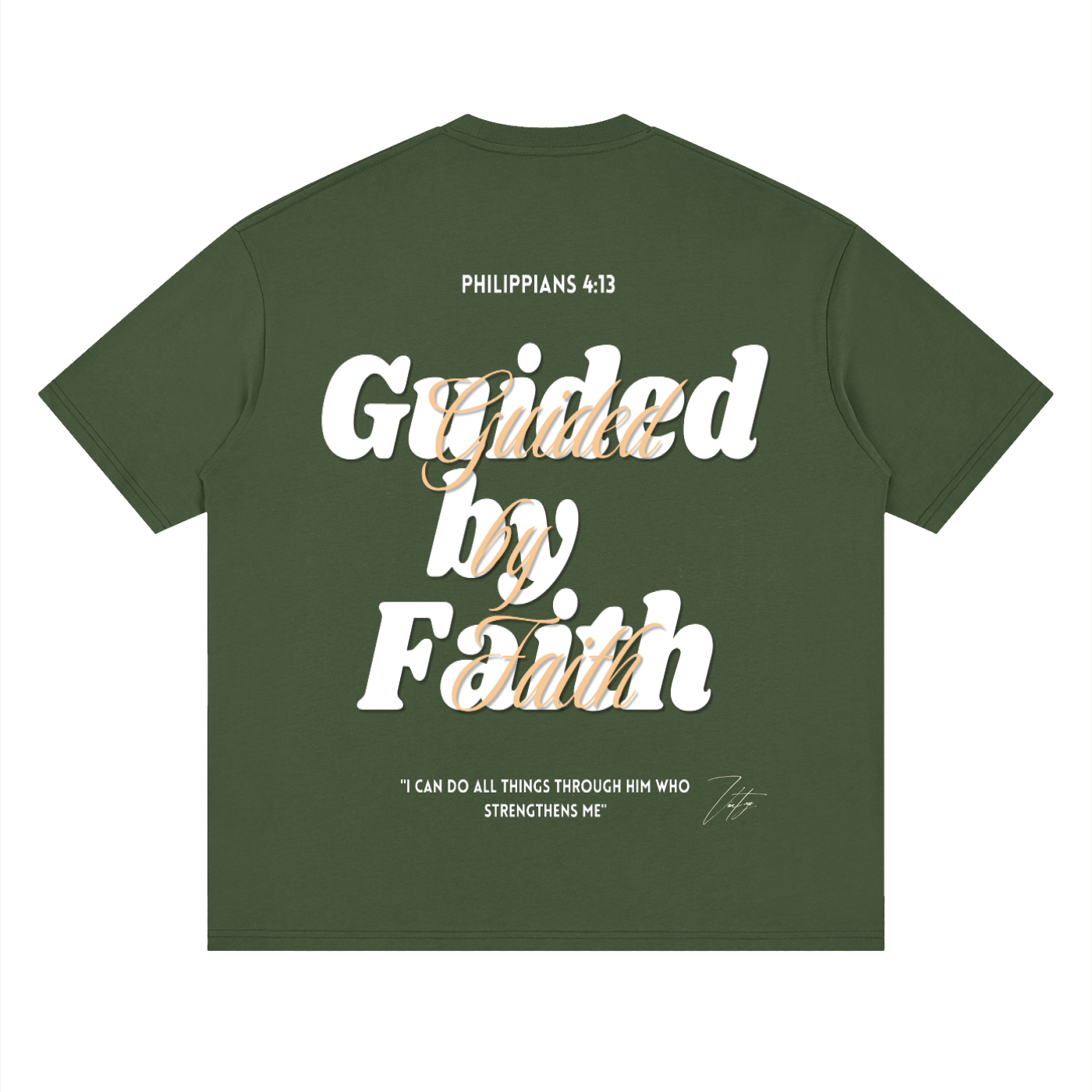Philippians 4:13, Streetwear Loose Drop Shoulder T-Shirt "Guided by Faith Edition"