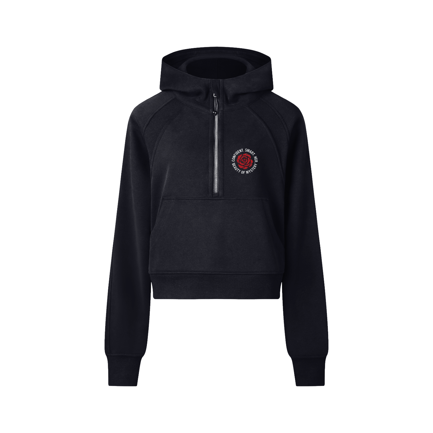 "HER" Vintage Cropped Half-Zip Hoodie