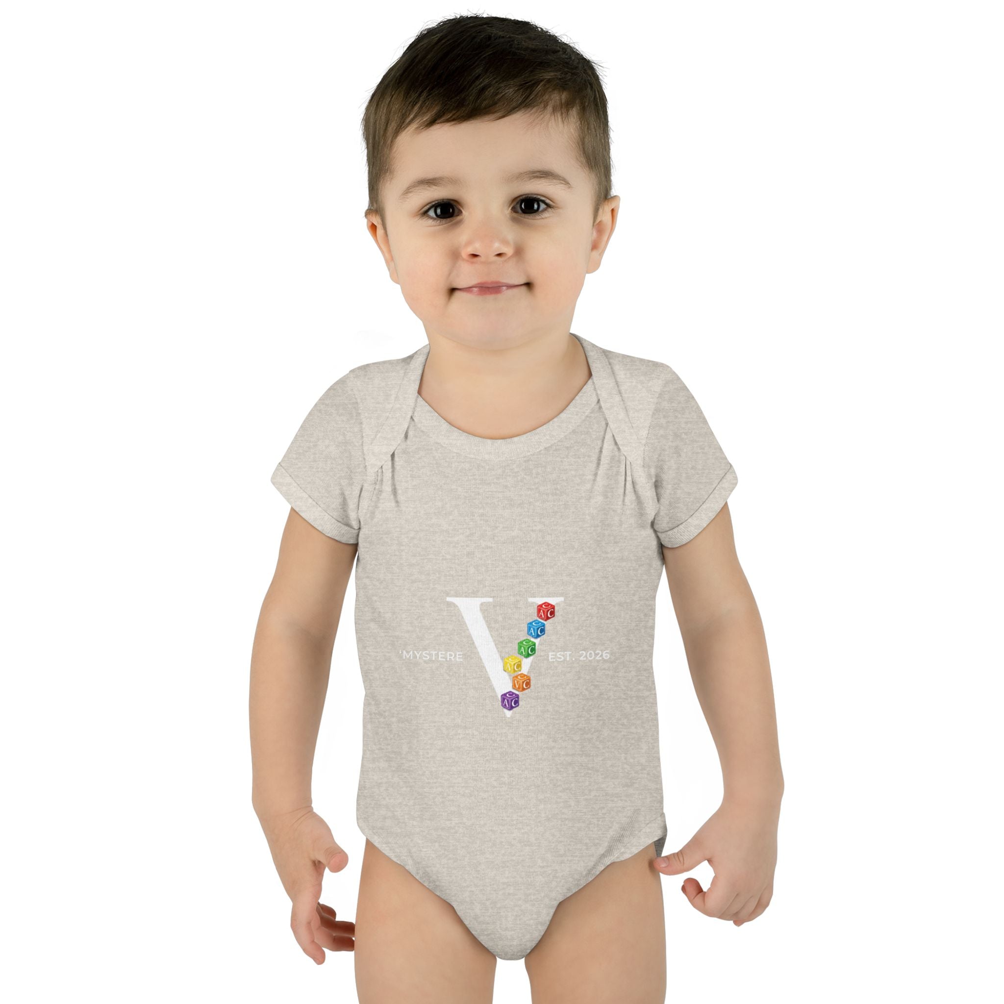 Infant Bodysuit — Colorful Floral 'V' Monogram (Mystere Est. 2026)