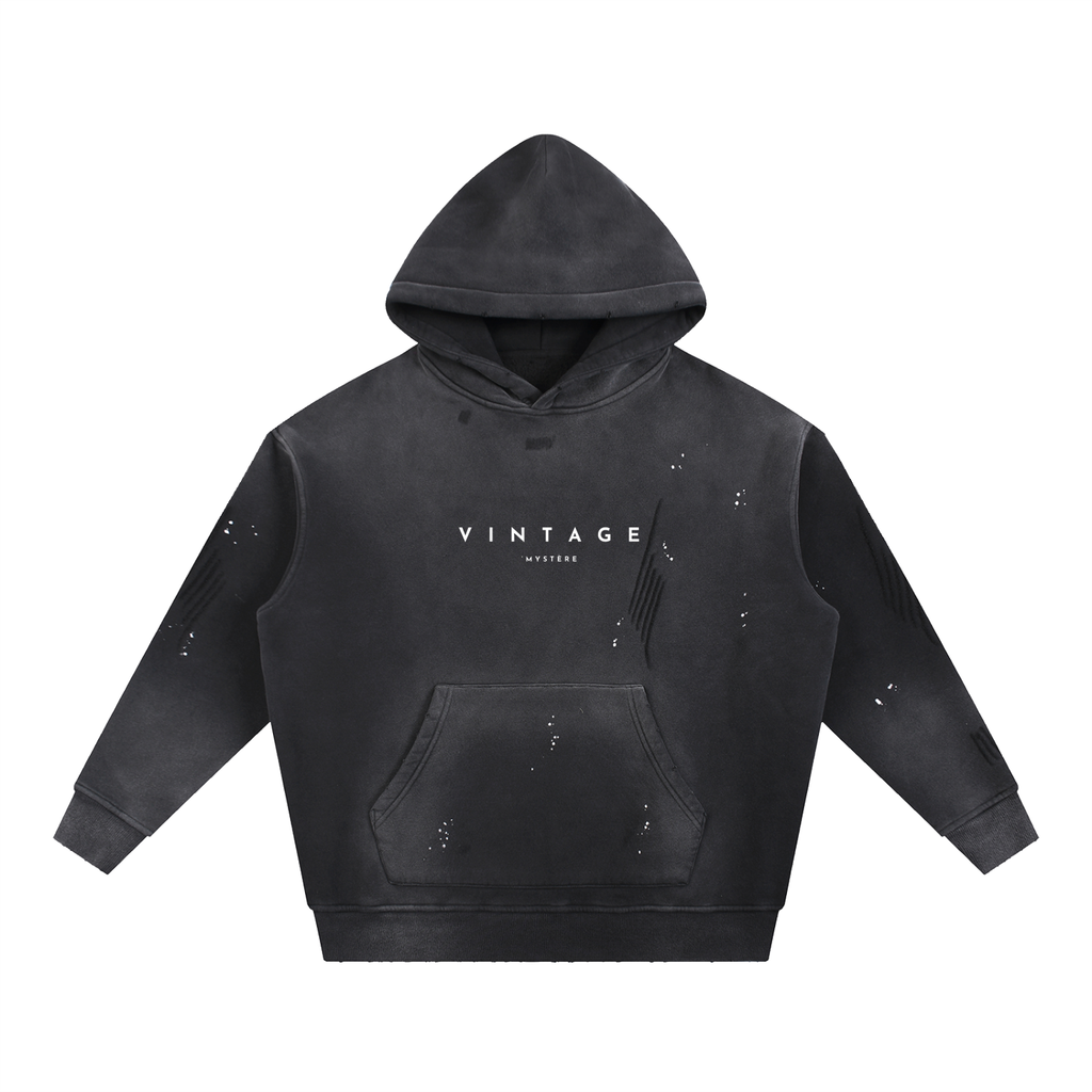 Vintage Washed Frayed Fleece Signature Hoodie