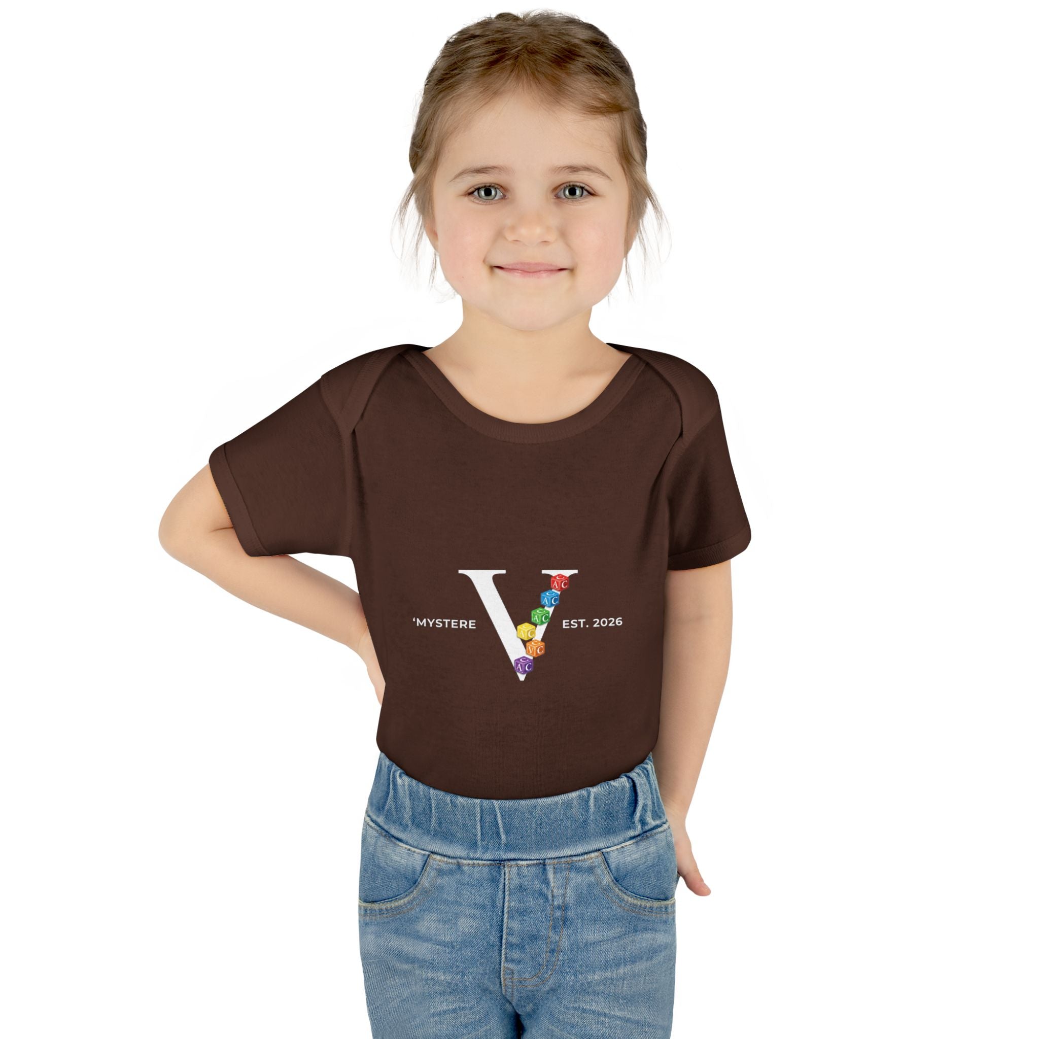 Infant Bodysuit — Colorful Floral 'V' Monogram (Mystere Est. 2026)