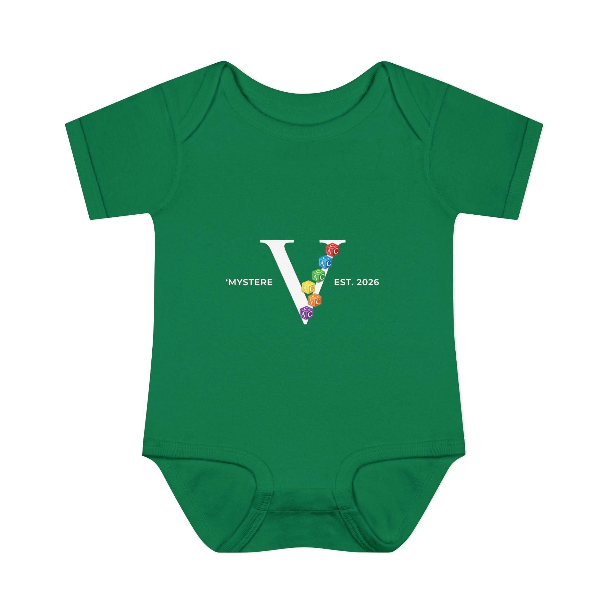 Infant Bodysuit — Colorful Floral 'V' Monogram (Mystere Est. 2026)