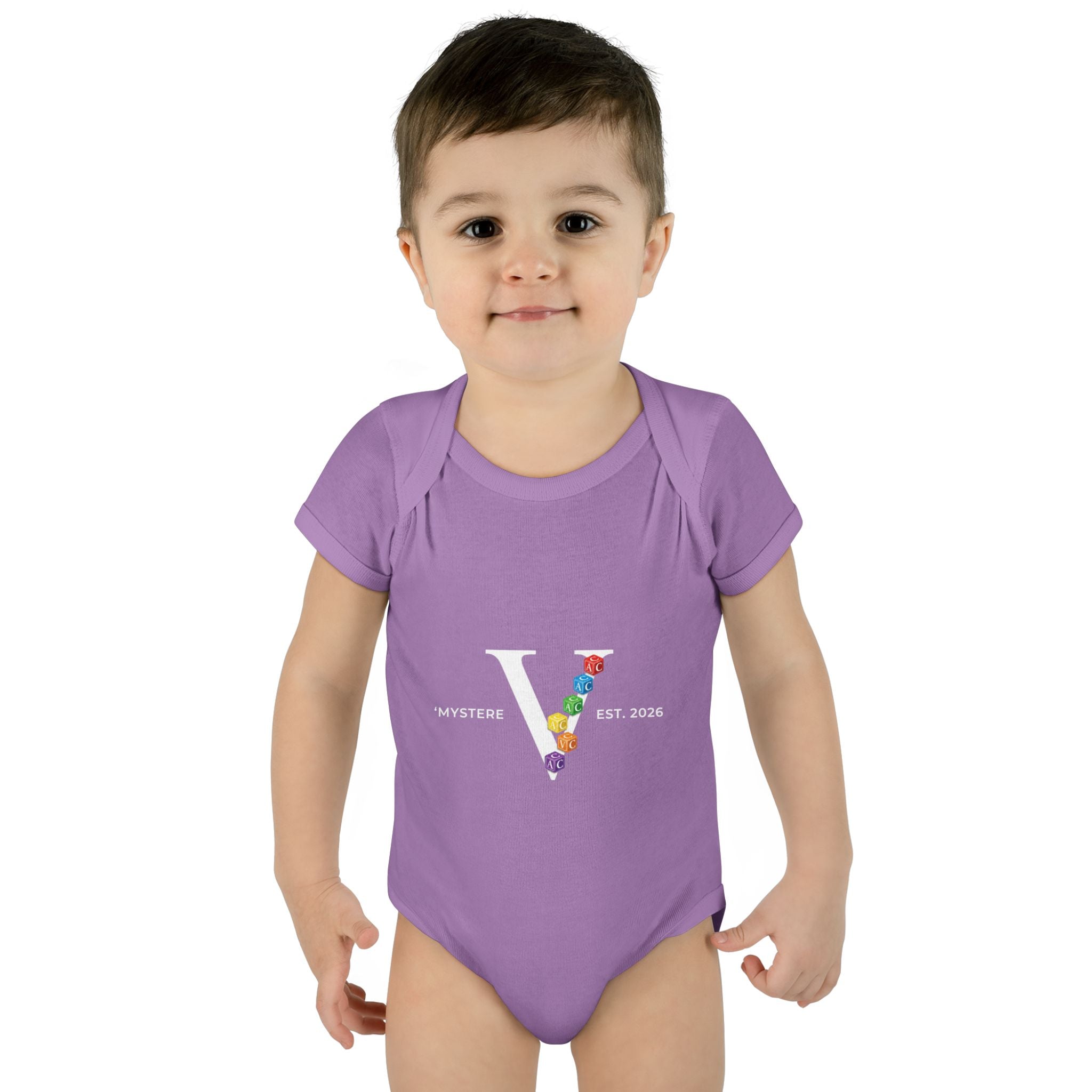 Infant Bodysuit — Colorful Floral 'V' Monogram (Mystere Est. 2026)