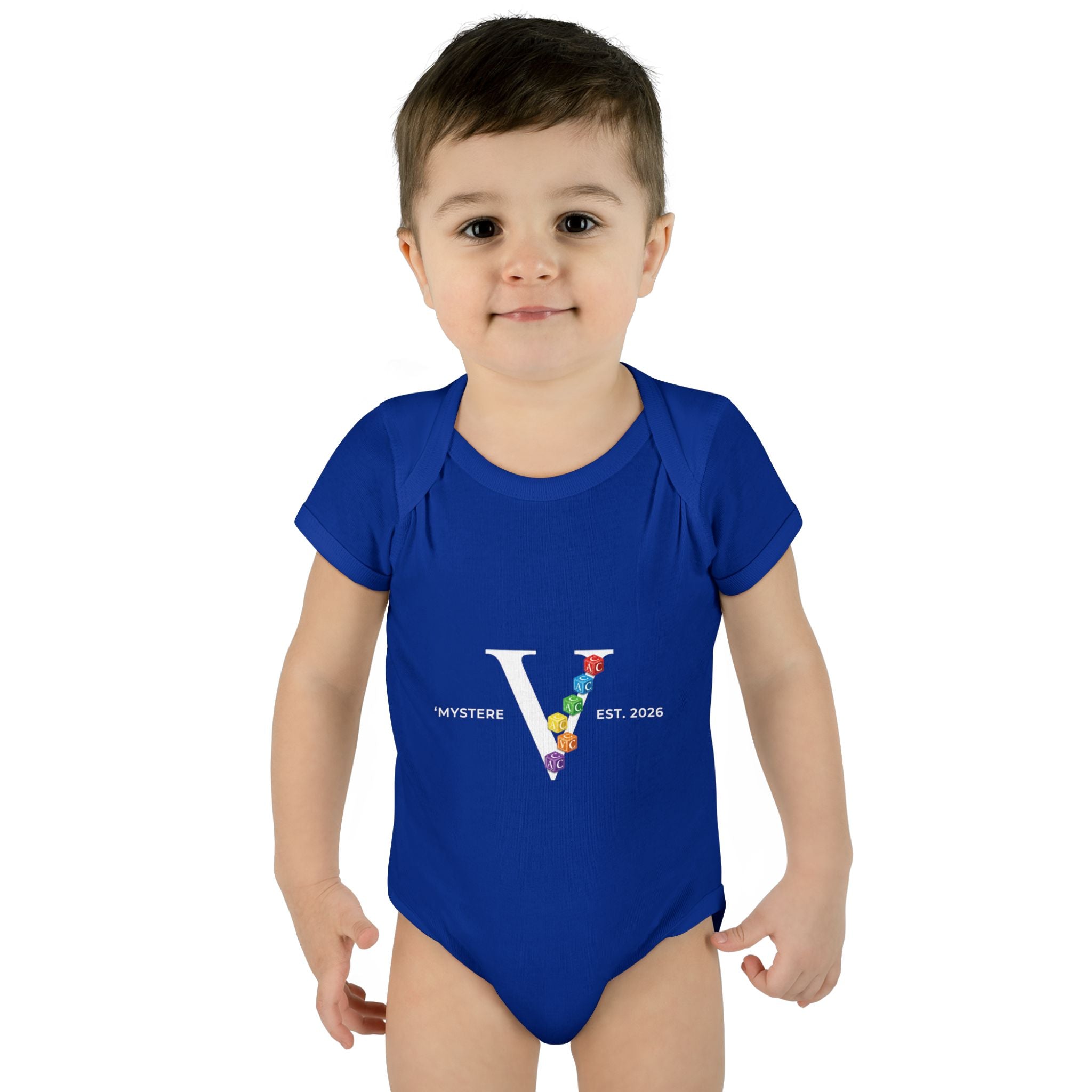 Infant Bodysuit — Colorful Floral 'V' Monogram (Mystere Est. 2026)
