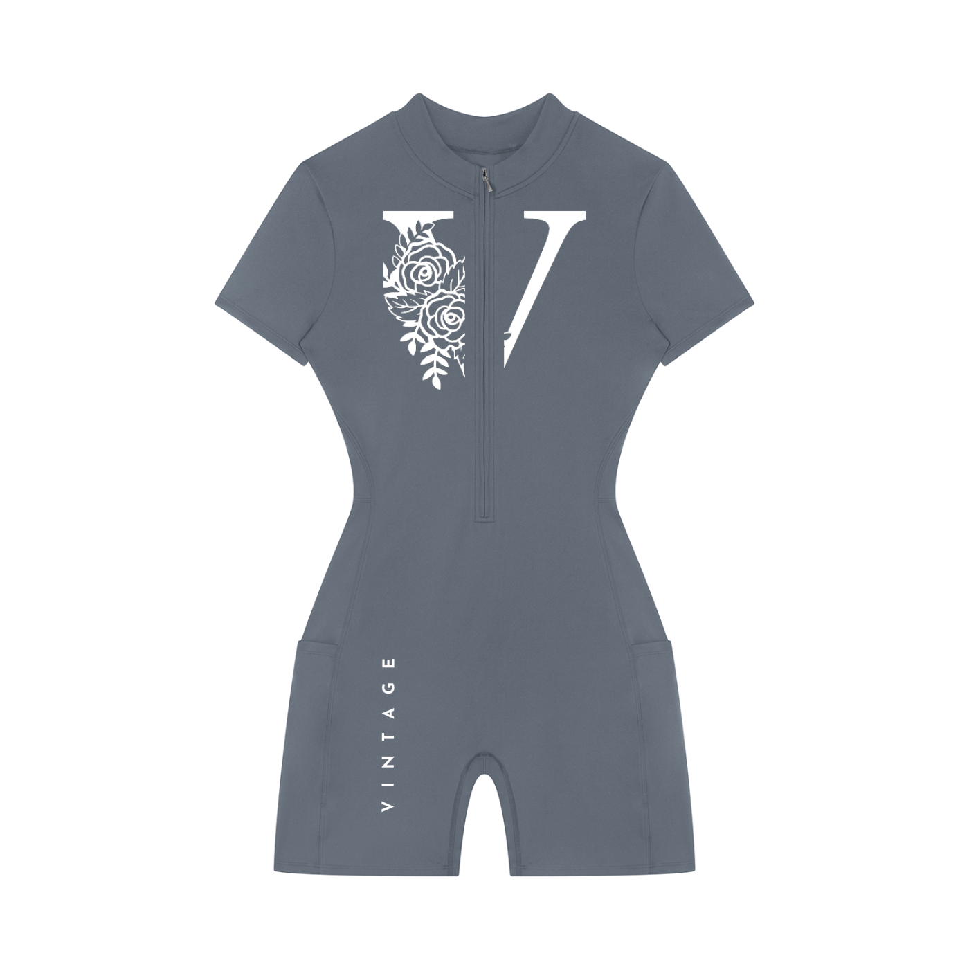 Women's Quarter-Zip Short Sleeve Romper