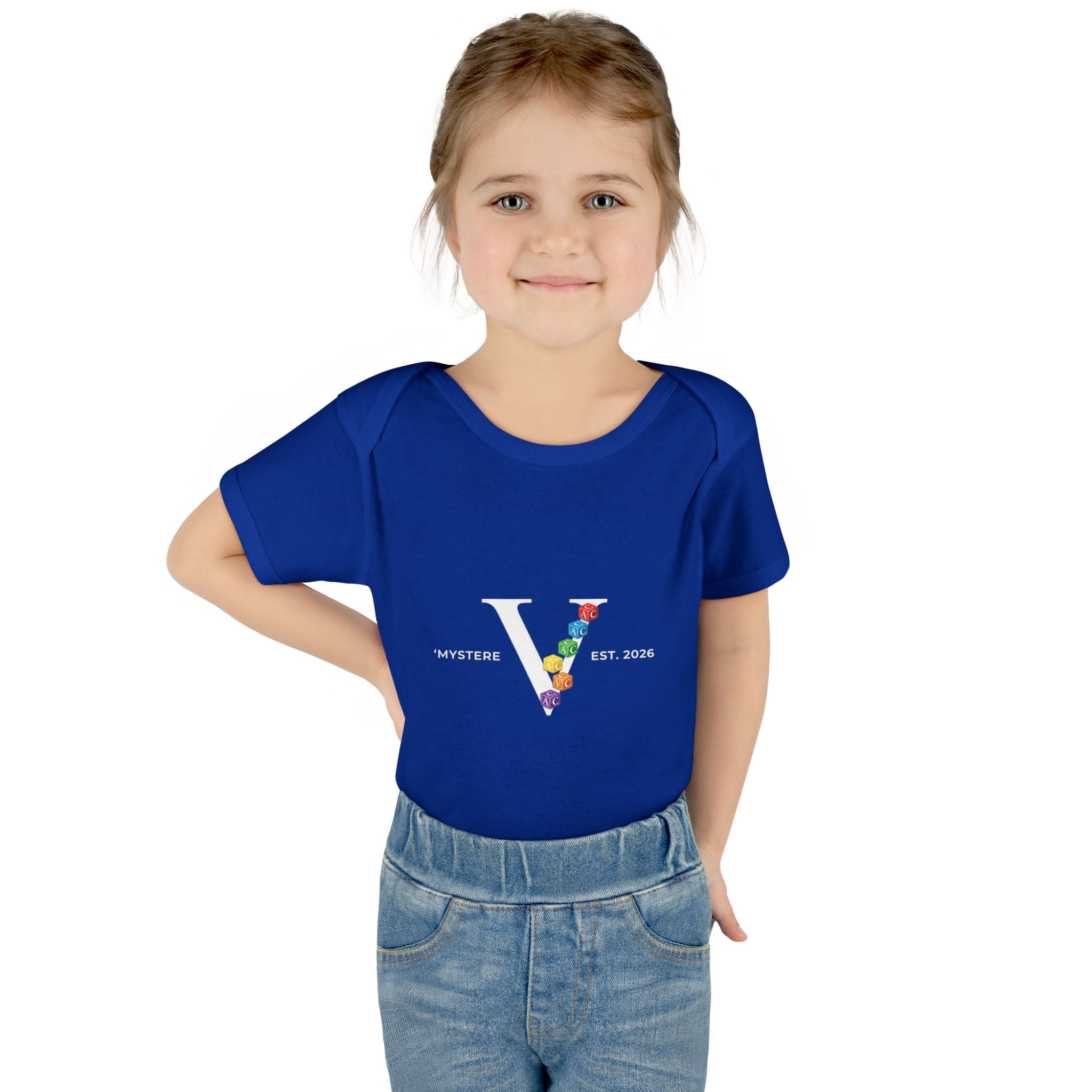 Infant Bodysuit — Colorful Floral 'V' Monogram (Mystere Est. 2026)