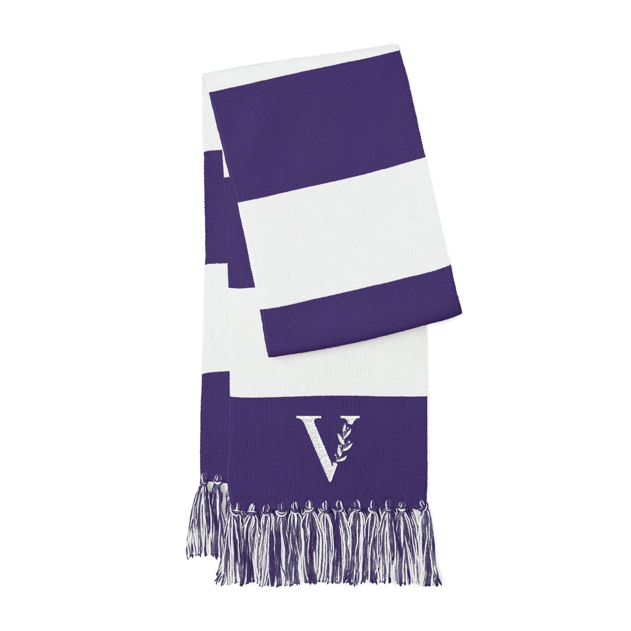 Vintagex Striped Embroidered Spectator Scarf