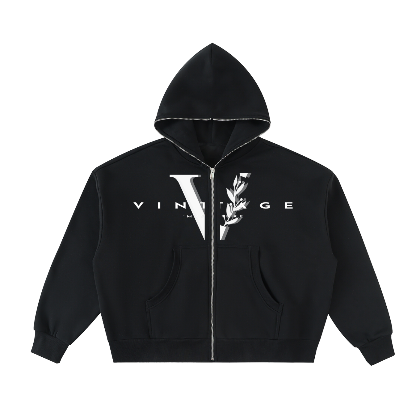 Fleeced Full-Zip Boxy Hoodie