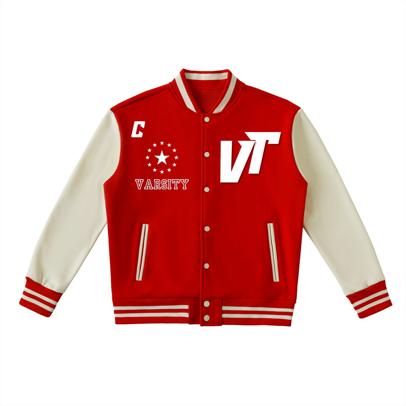Two-Tone Fleeced Varsity Jacket