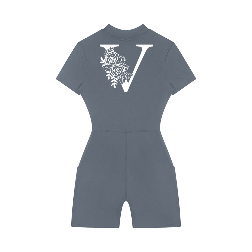 Women's Quarter-Zip Short Sleeve Romper