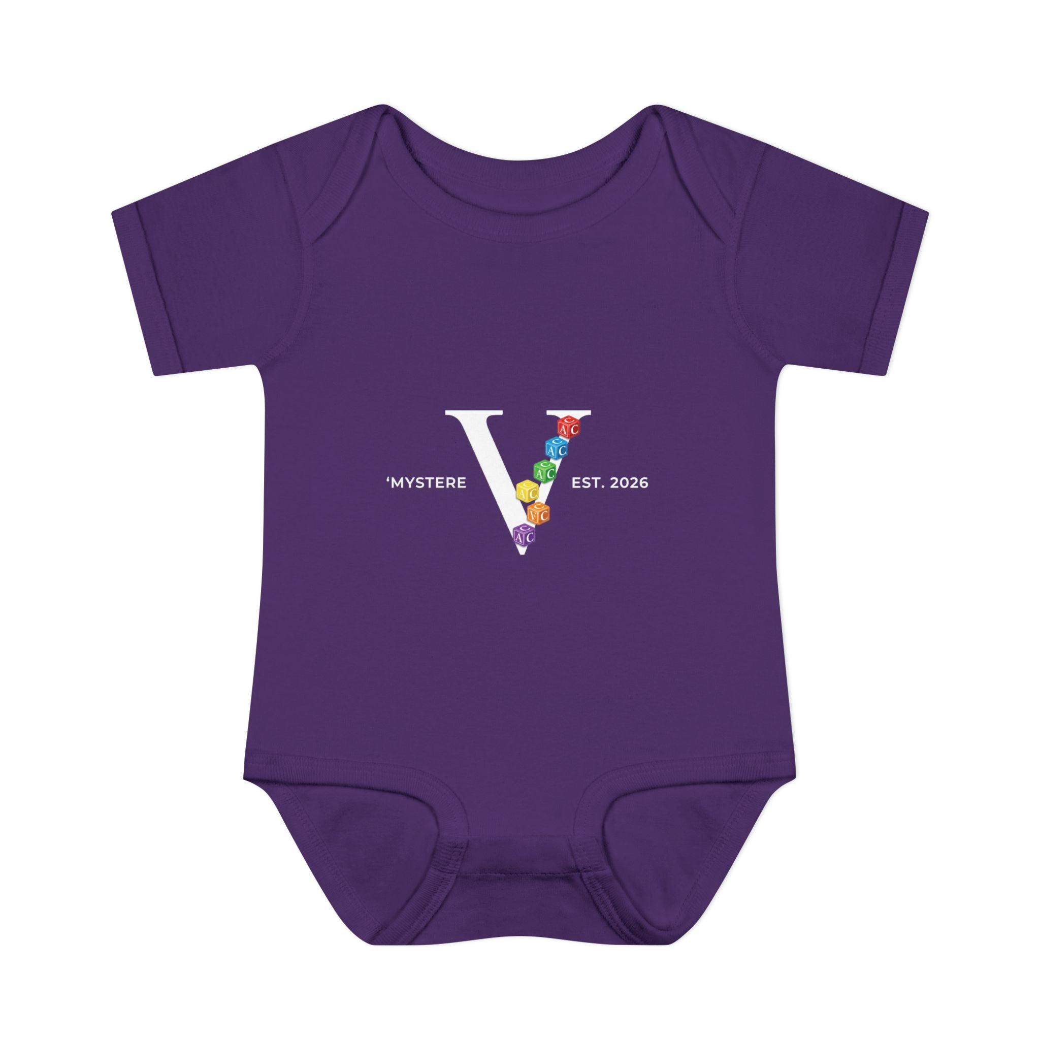 Infant Bodysuit — Colorful Floral 'V' Monogram (Mystere Est. 2026)
