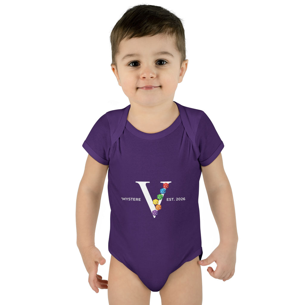 Infant Bodysuit — Colorful Floral 'V' Monogram (Mystere Est. 2026)