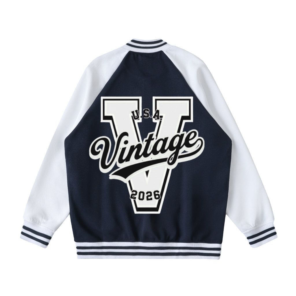 Two Tone Raglan Sleeve Varsity Jacket